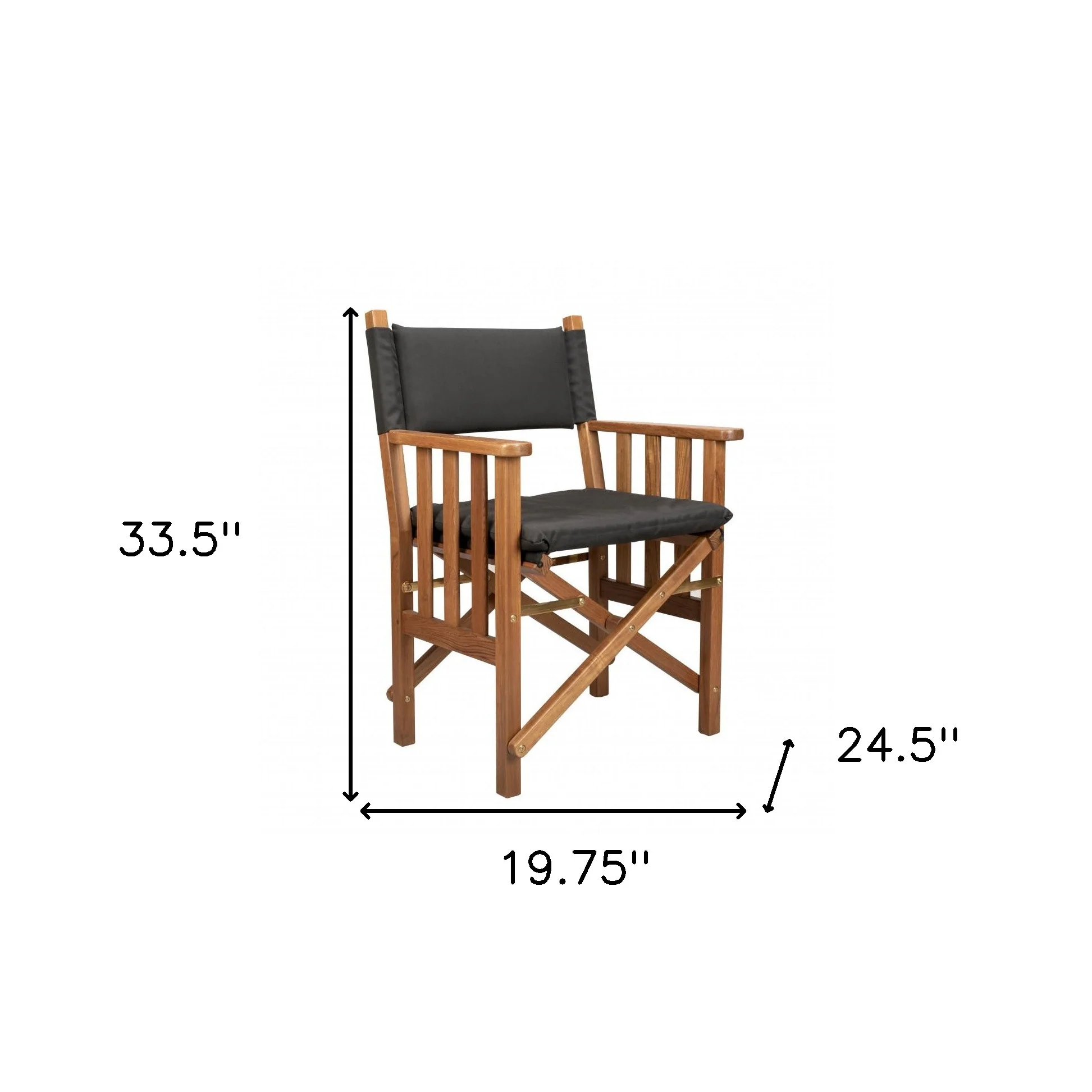 20" Black and Natural Wood Solid Wood Indoor Outdoor Director Chair with Black Cushion - Image 5