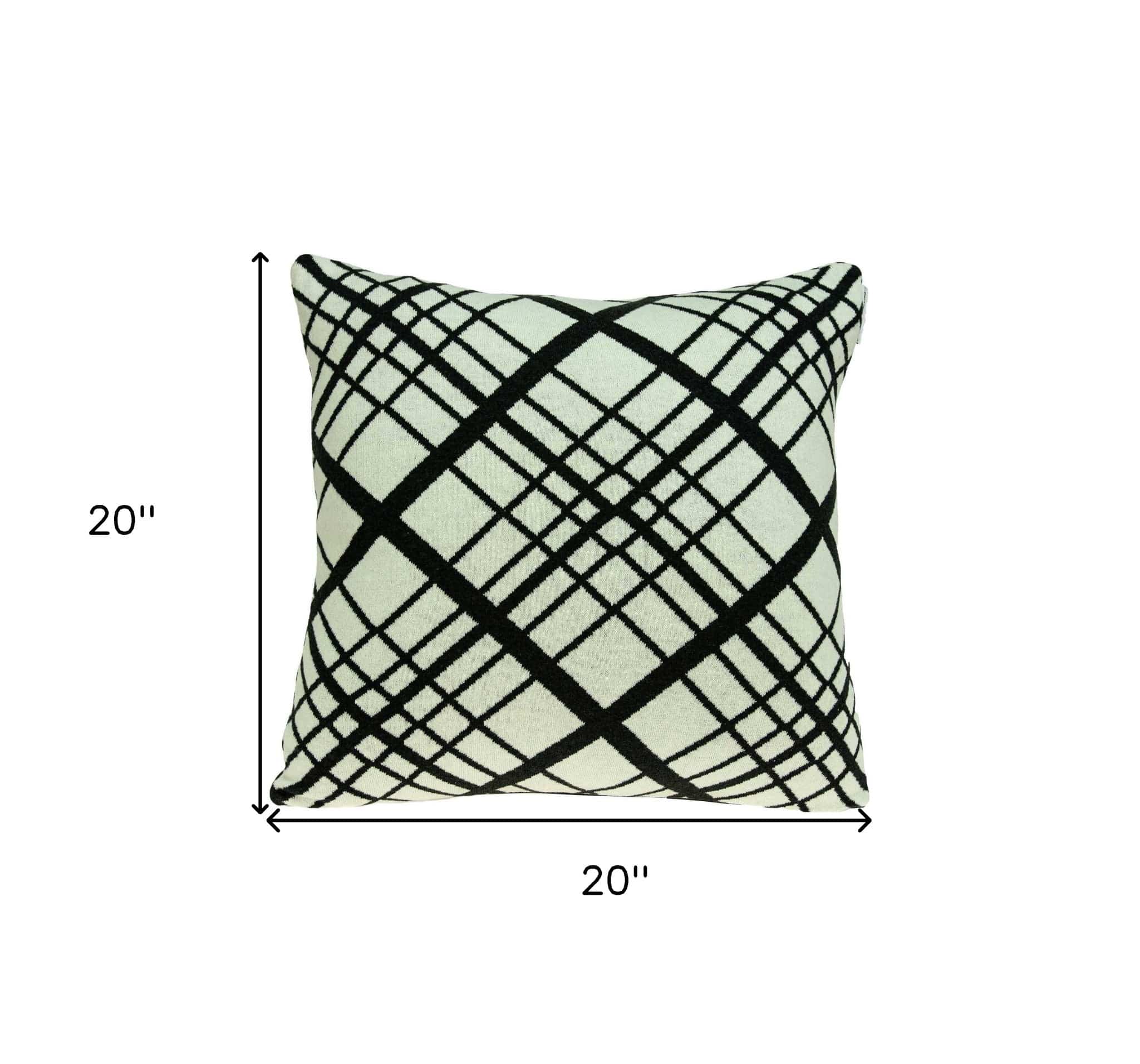 20" Black and White Cotton Throw Pillow - Image 4