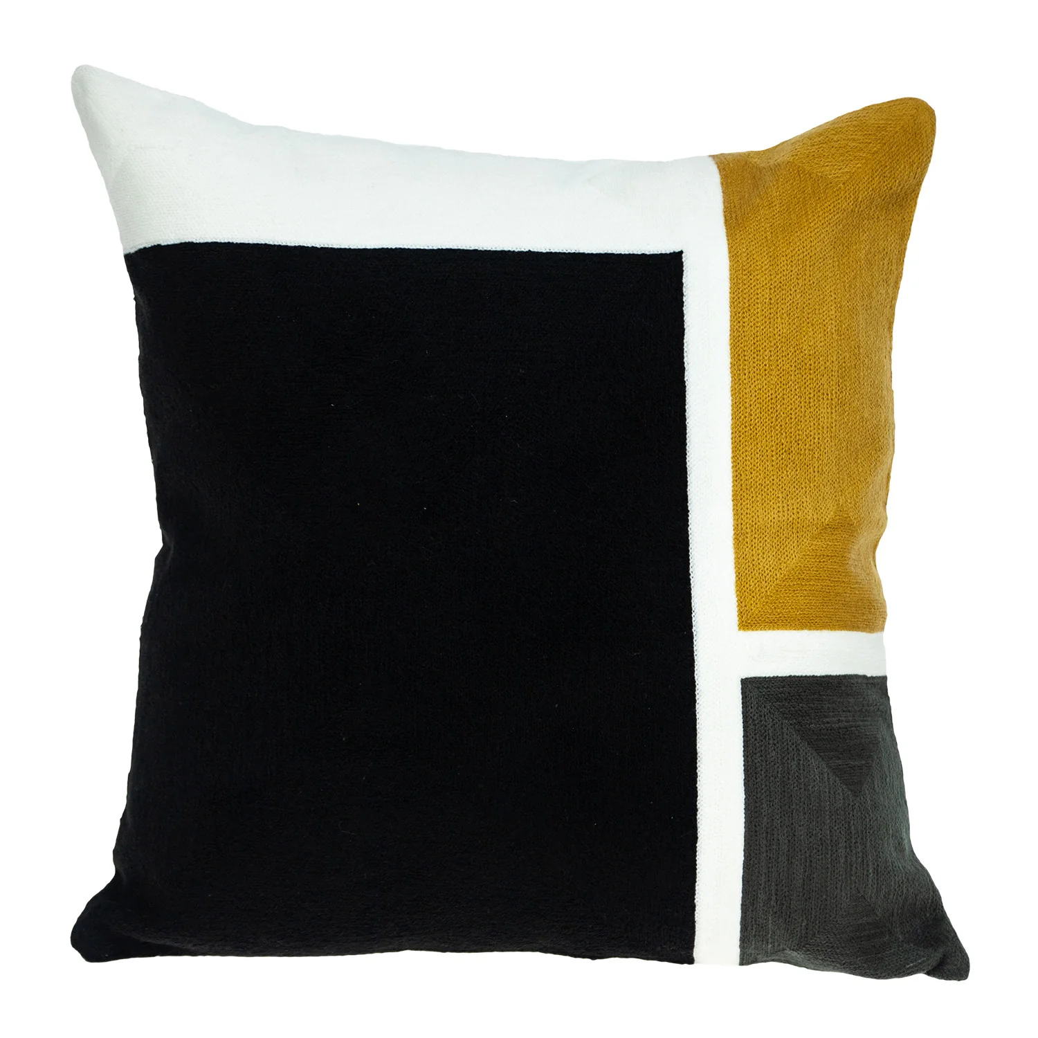 20" Black and Yellow Cotton Throw Pillow - Image 2