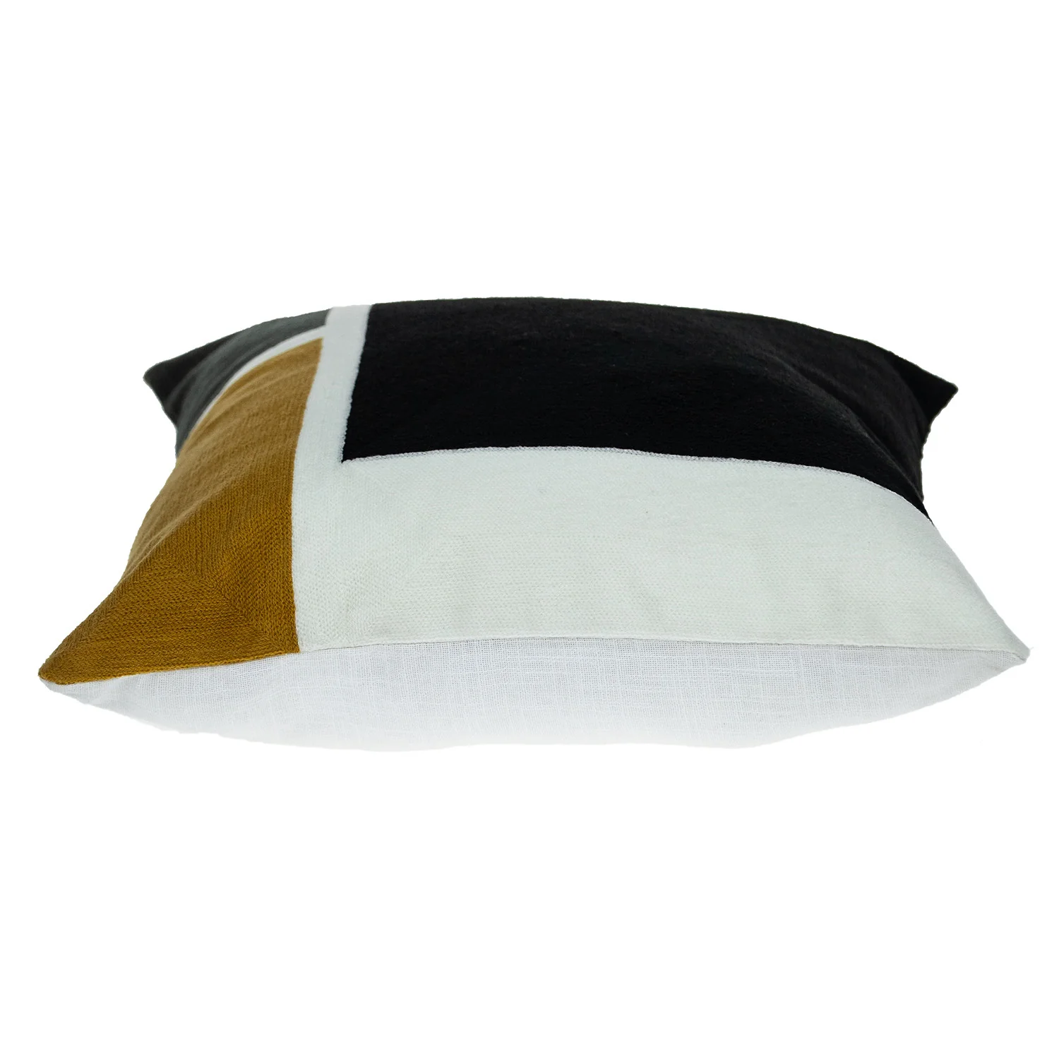 20" Black and Yellow Cotton Throw Pillow - Image 4