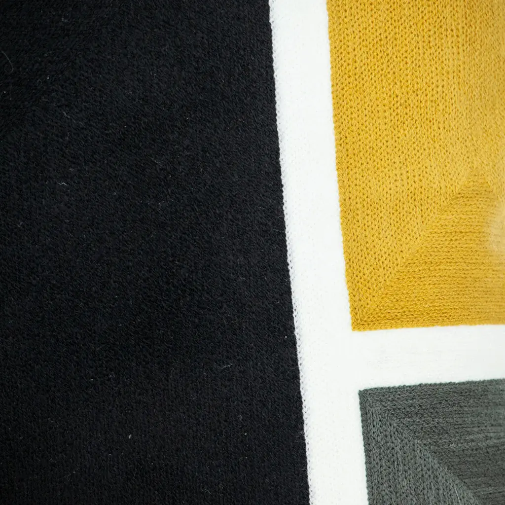 20" Black and Yellow Cotton Throw Pillow - Image 5