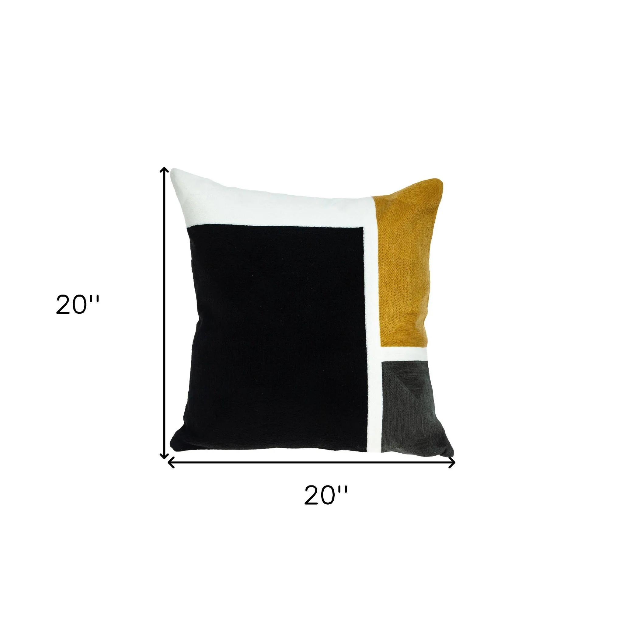 20" Black and Yellow Cotton Throw Pillow - Image 6