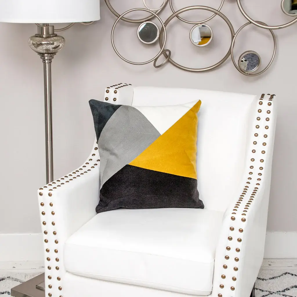 20" Black and Yellow Cotton Throw Pillow - Image 7