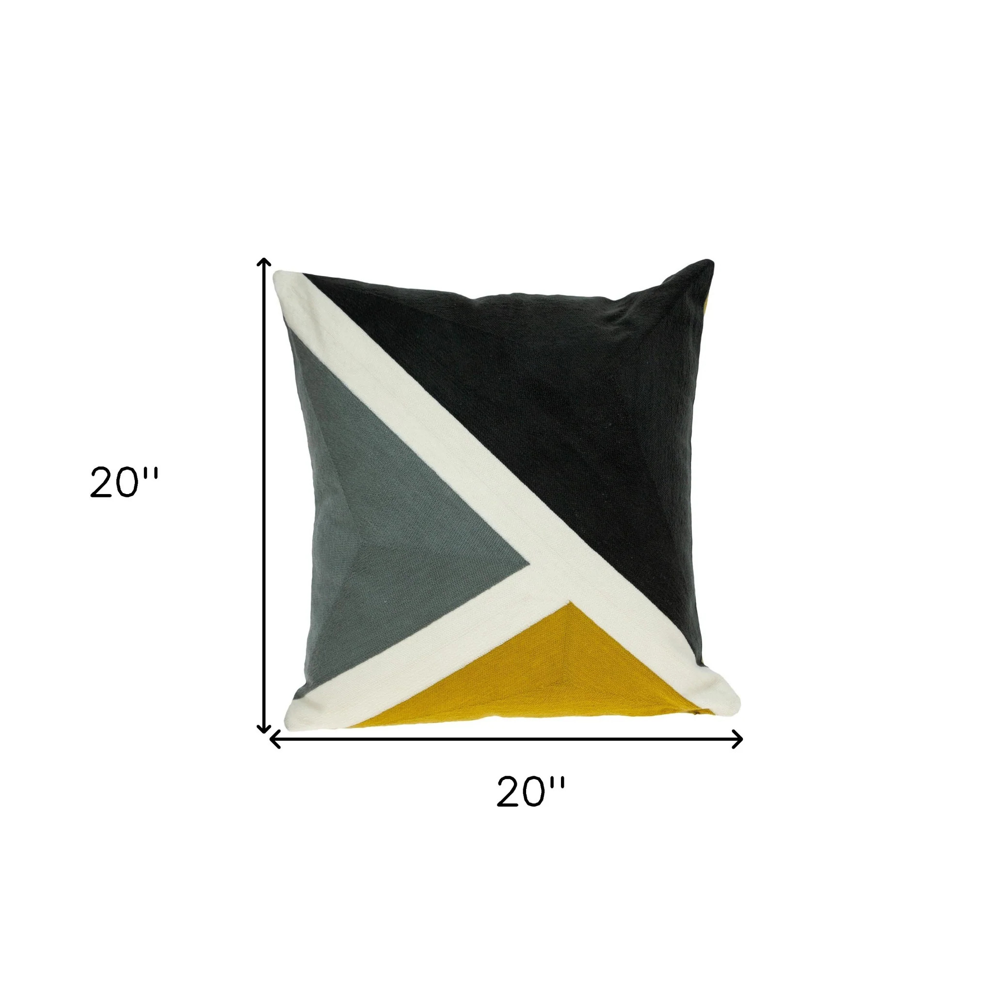 20" Black and Yellow Geometric Cotton Throw Pillow - Image 6