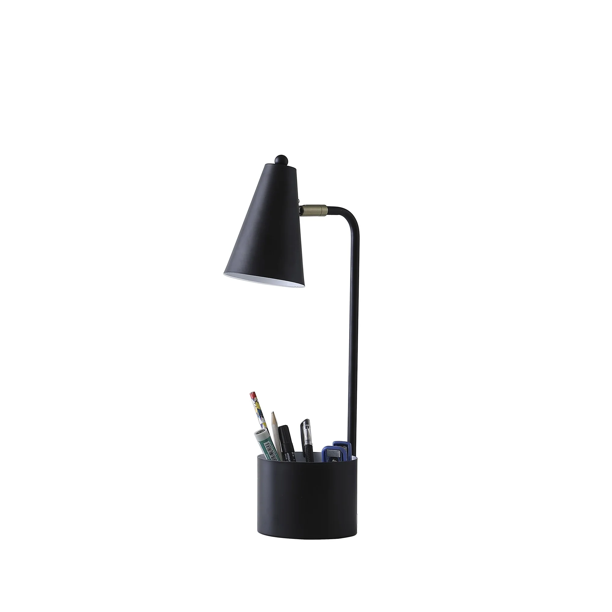 20" Black Desk Table Lamp With Black Cone Shade - Image 2