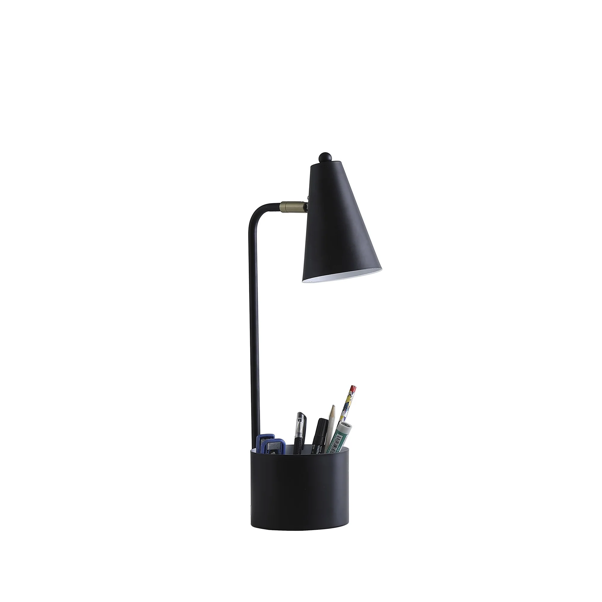 20" Black Desk Table Lamp With Black Cone Shade - Image 3