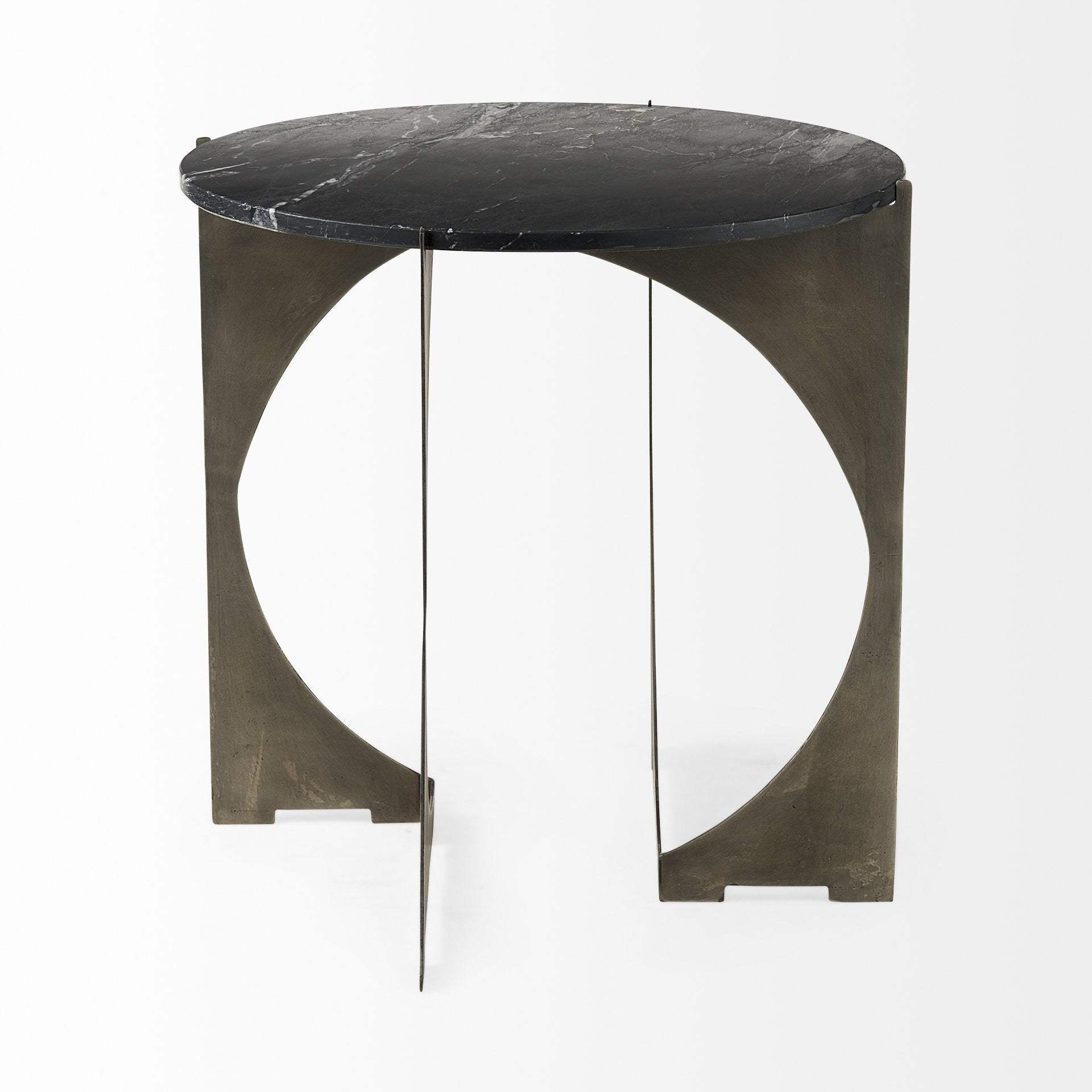 20" Black Marble Round End Table - Image 5