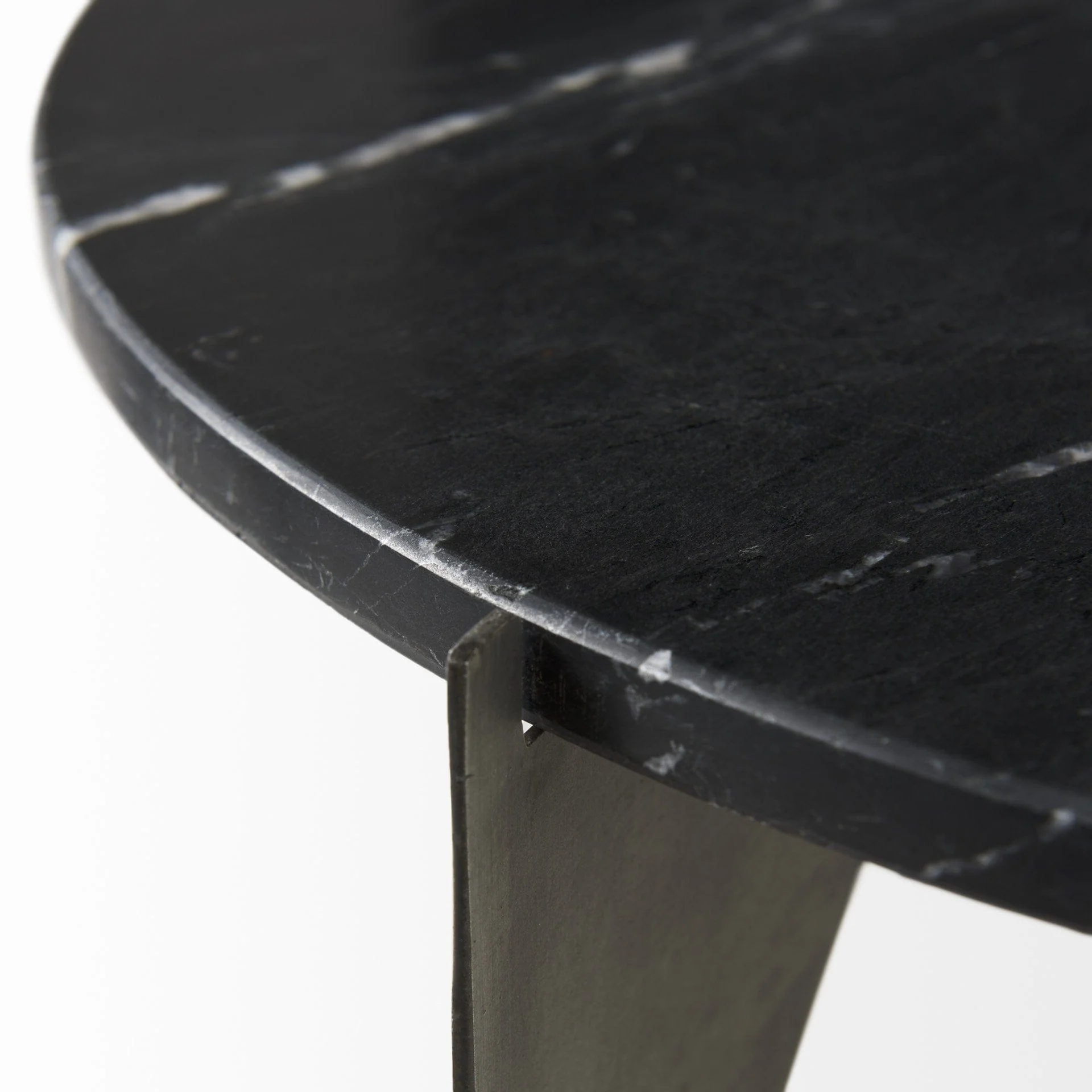 20" Black Marble Round End Table - Image 8