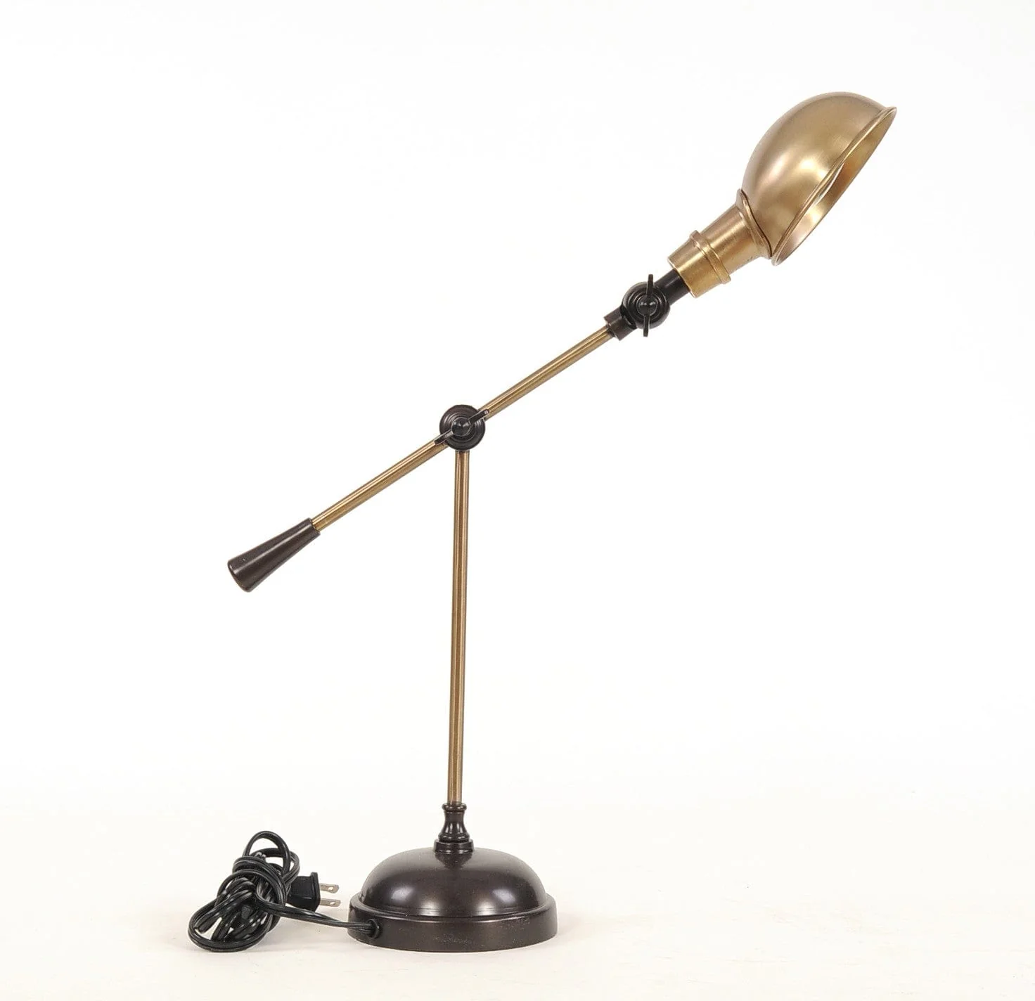 20" Black Metal Adjustable Desk Table Lamp With Gold Bowl Shade - Image 9