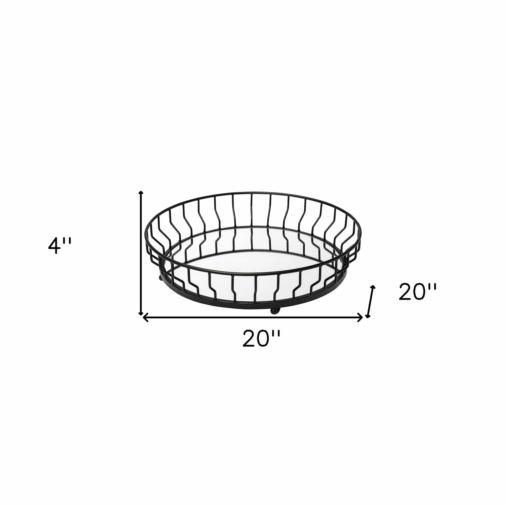 20" Black Round Metal Indoor Outdoor Serving Tray With Handles - Image 9