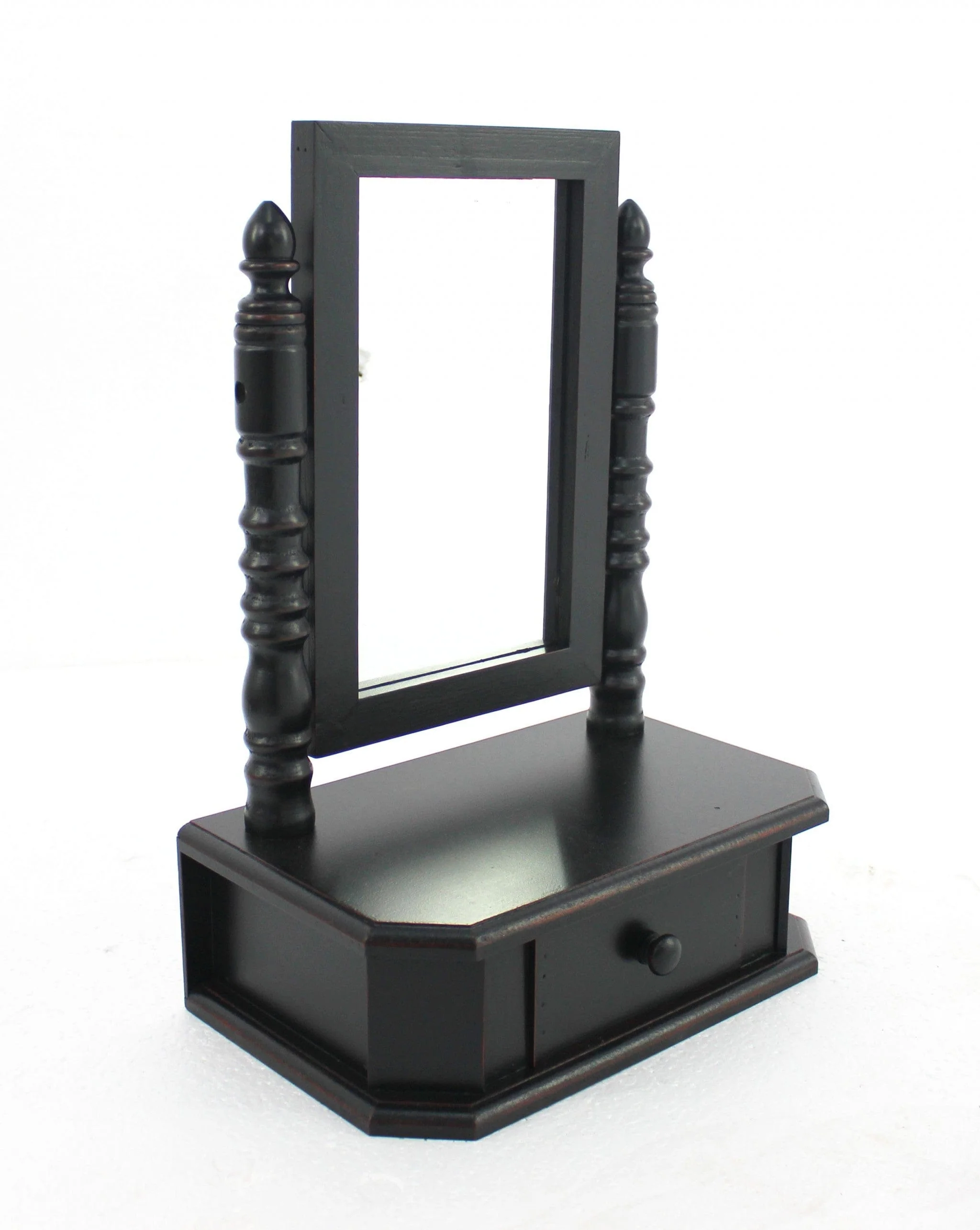 20" Black Wood Framed Makeup Shaving Tabletop Mirror - Image 3