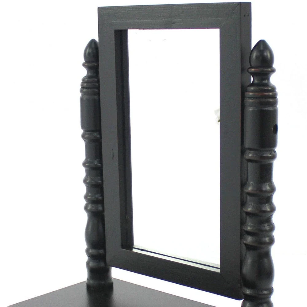 20" Black Wood Framed Makeup Shaving Tabletop Mirror - Image 4