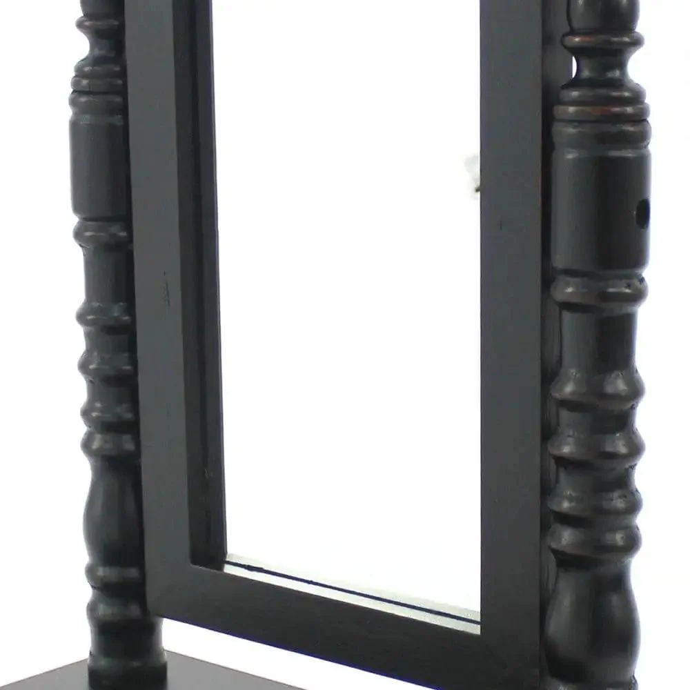 20" Black Wood Framed Makeup Shaving Tabletop Mirror - Image 5