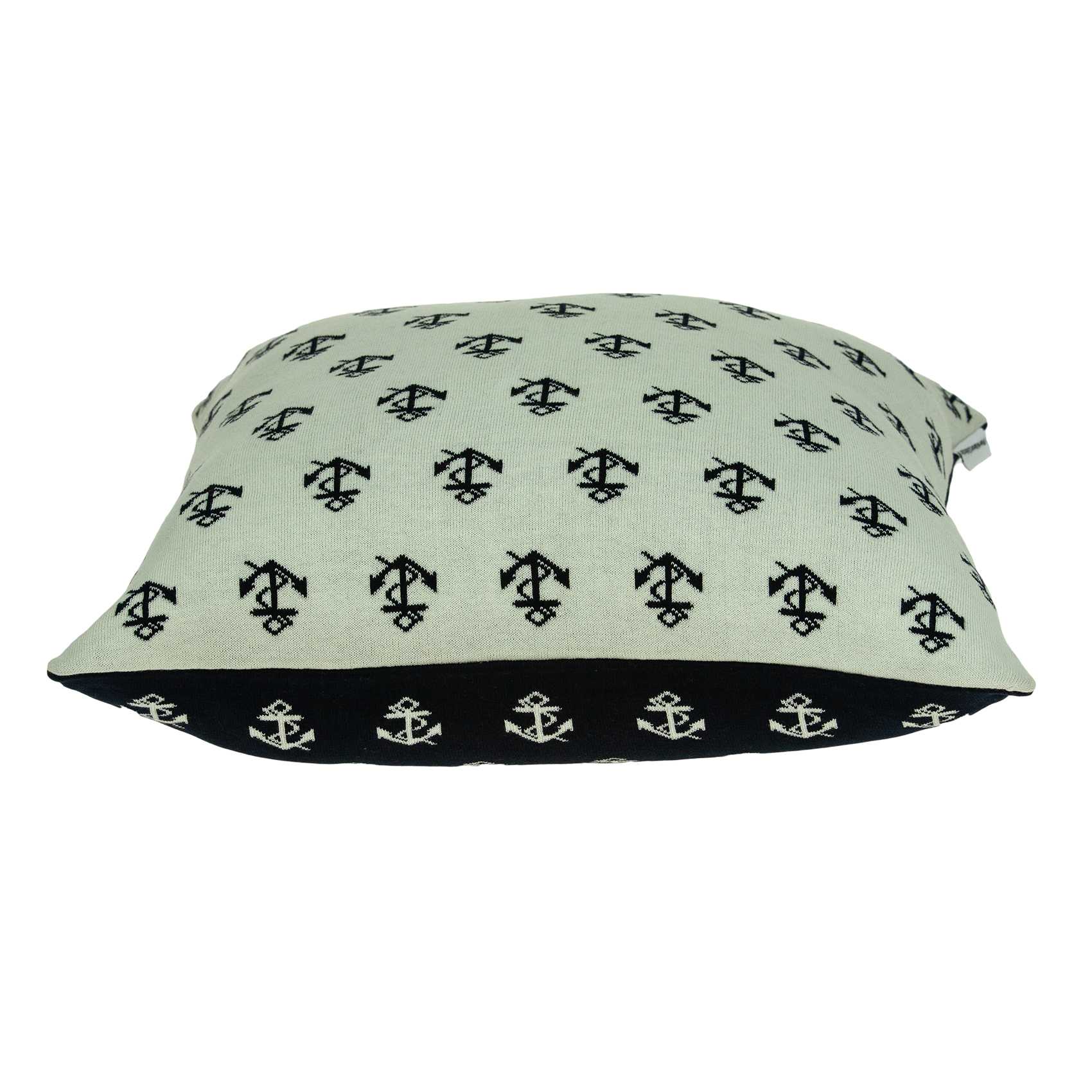 20" Blue and Off White Reversible Nautical Anchor Cotton Throw Pillow - Image 3