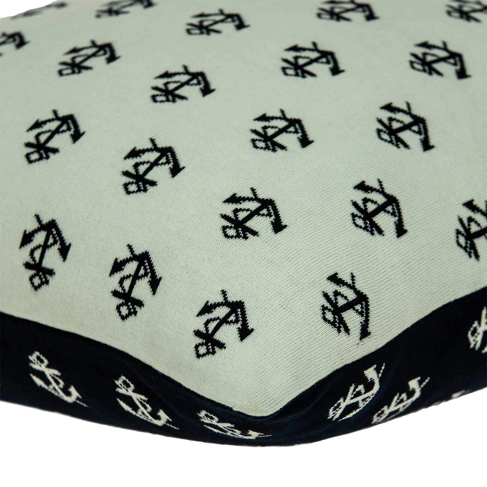 20" Blue and Off White Reversible Nautical Anchor Cotton Throw Pillow - Image 5
