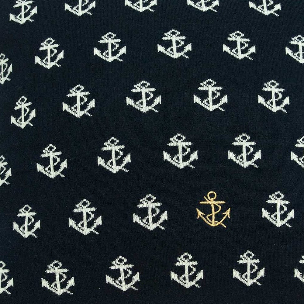 20" Blue and Off White Reversible Nautical Anchor Cotton Throw Pillow - Image 6