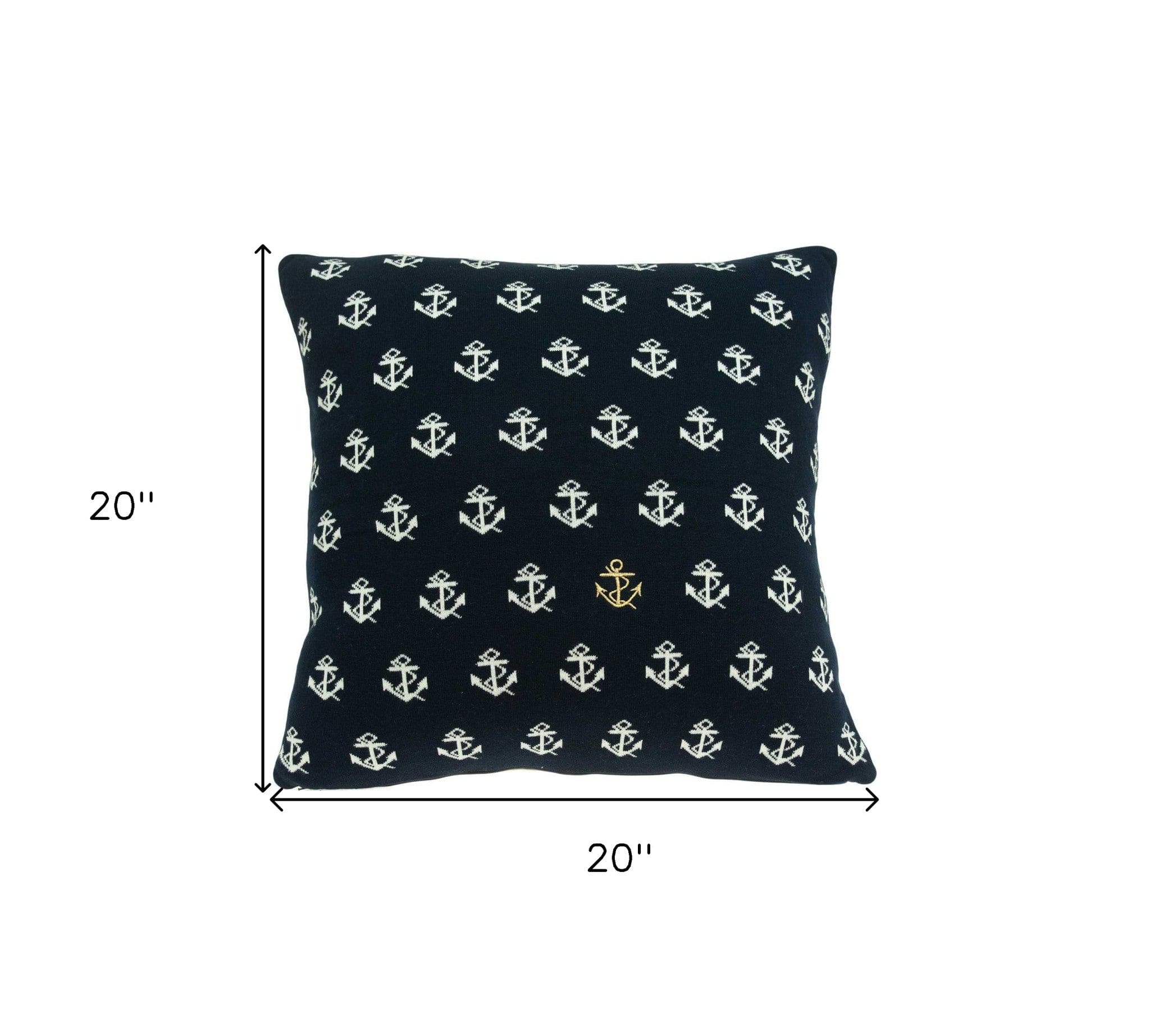 20" Blue and Off White Reversible Nautical Anchor Cotton Throw Pillow - Image 7