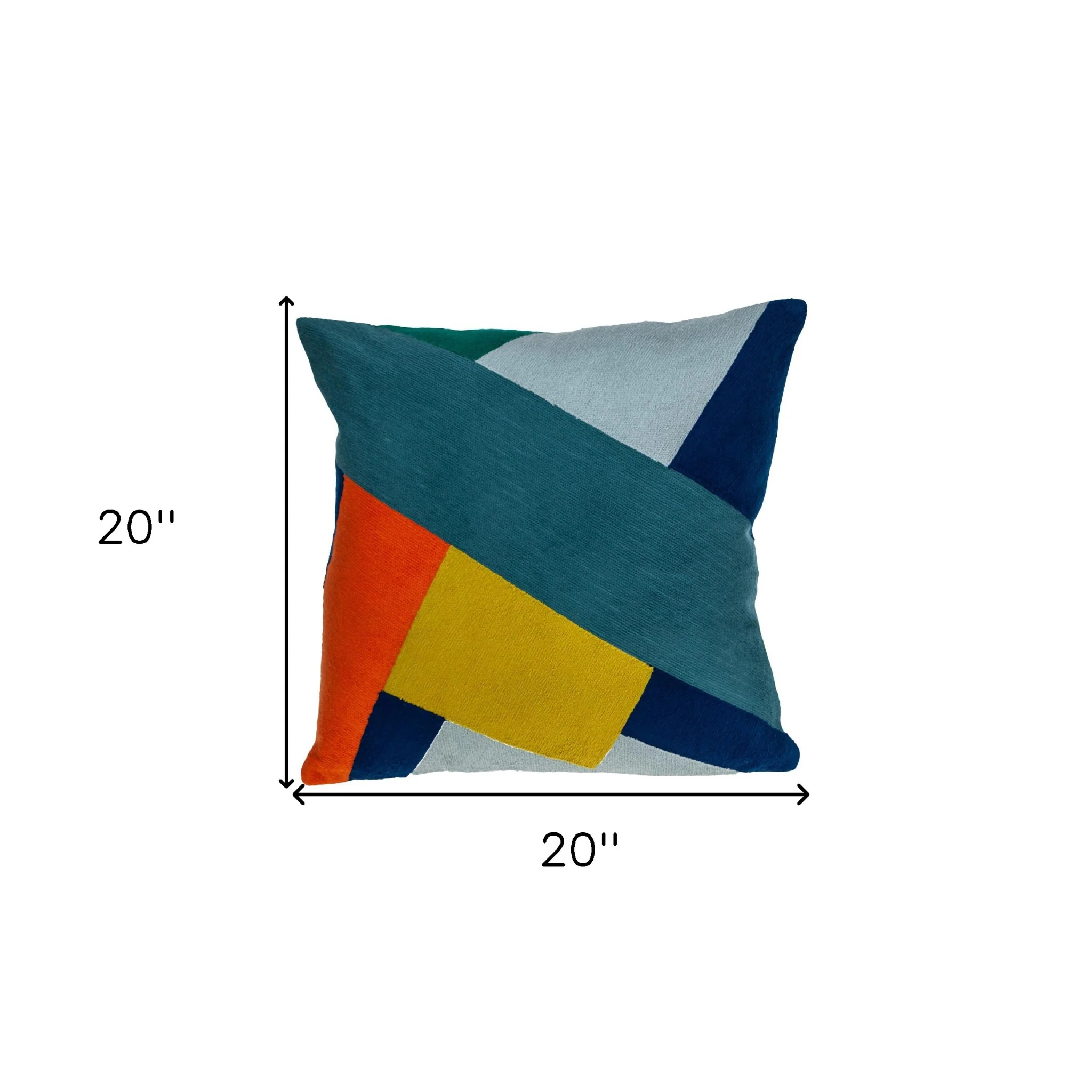 20" Blue and Yellow Cotton Throw Pillow - Image 5