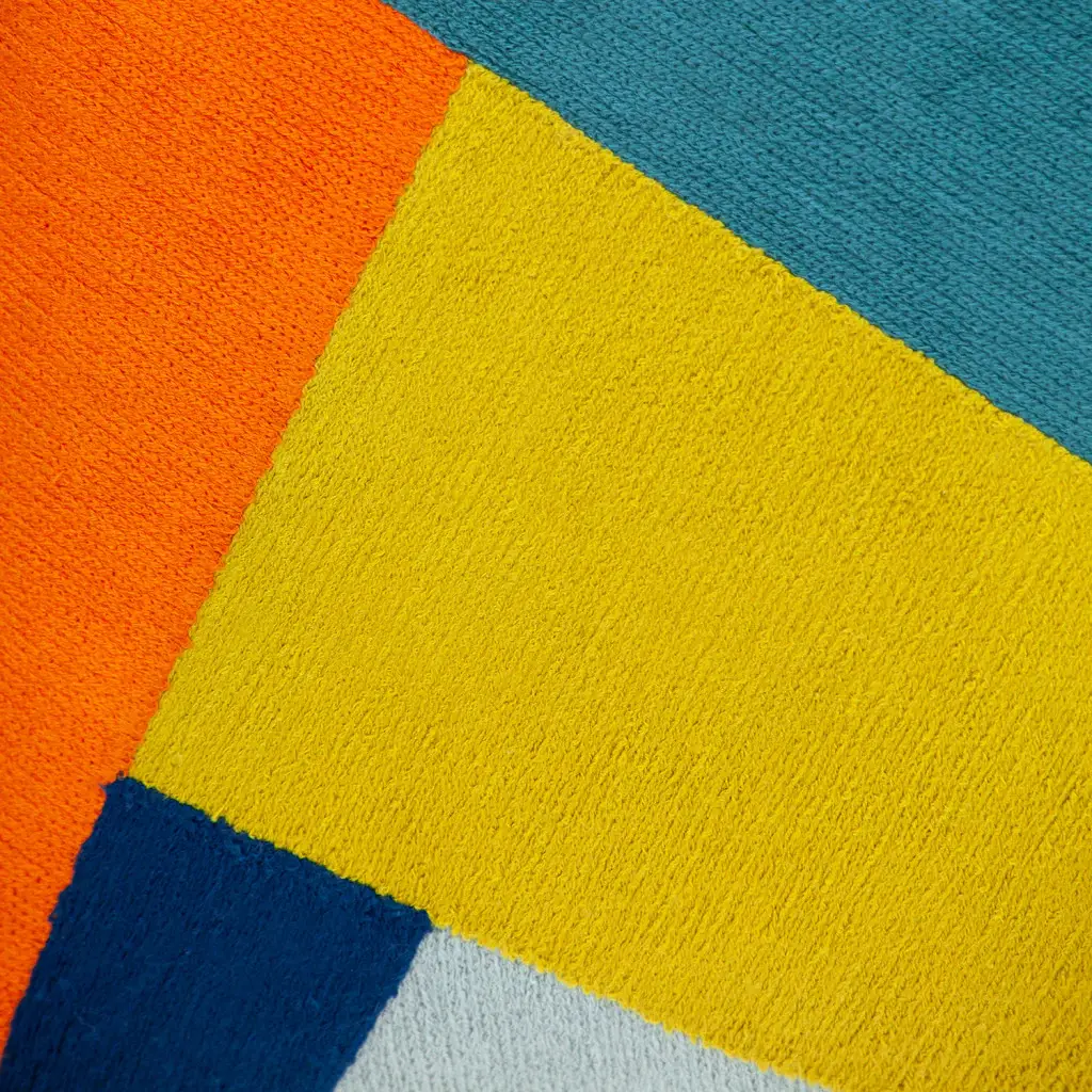 20" Blue and Yellow Cotton Throw Pillow - Image 6