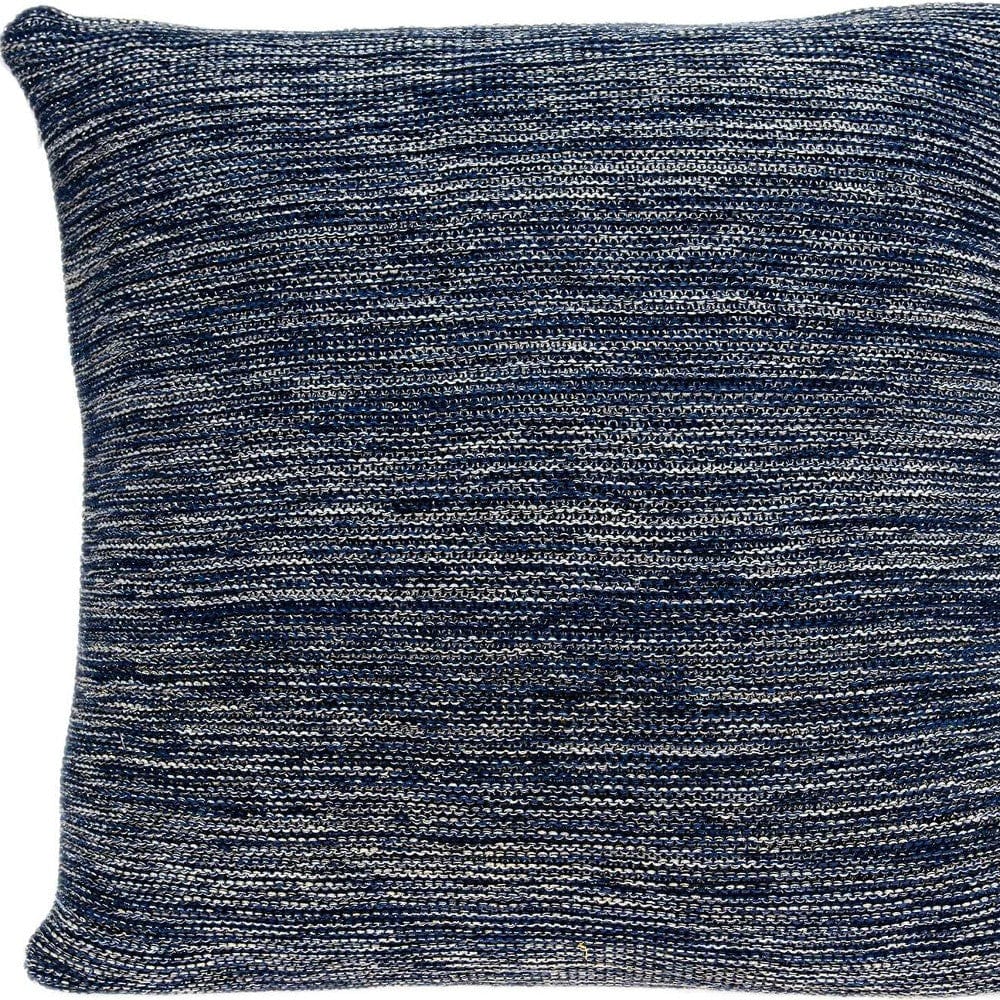20" Blue Woven Cotton Blend Throw Pillow - Image 4
