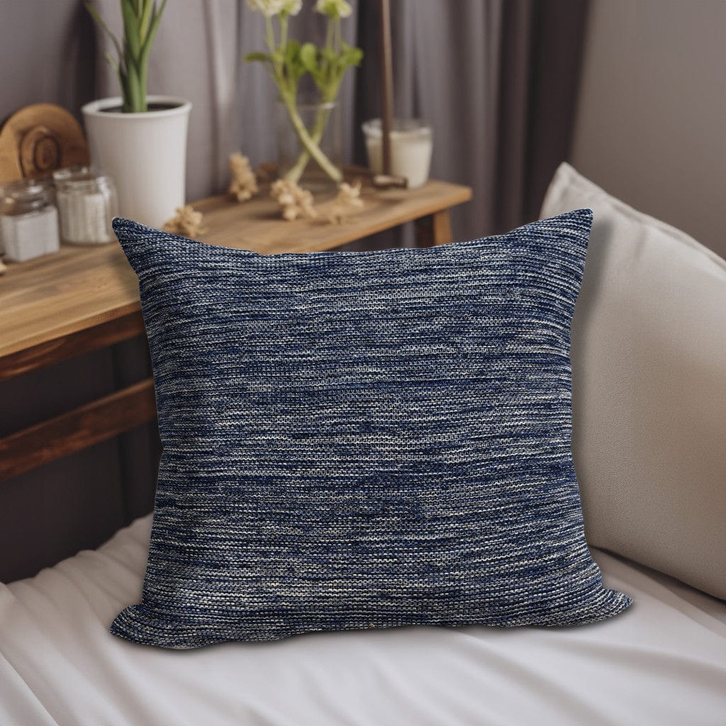 20" Blue Woven Cotton Blend Throw Pillow - Image 5