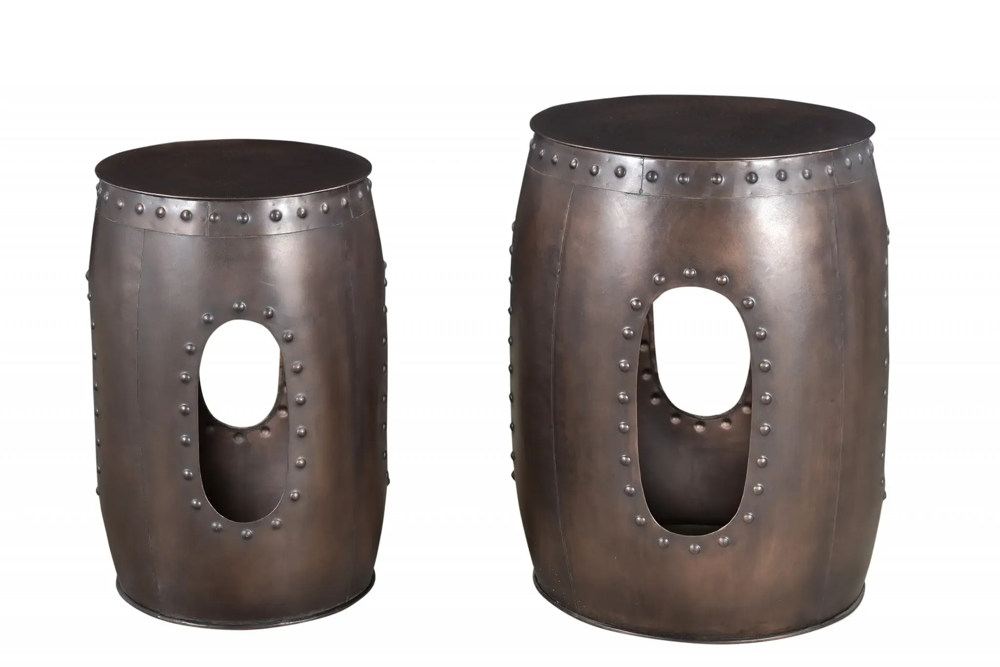 20" Copper Iron Round End Tables - Image 3