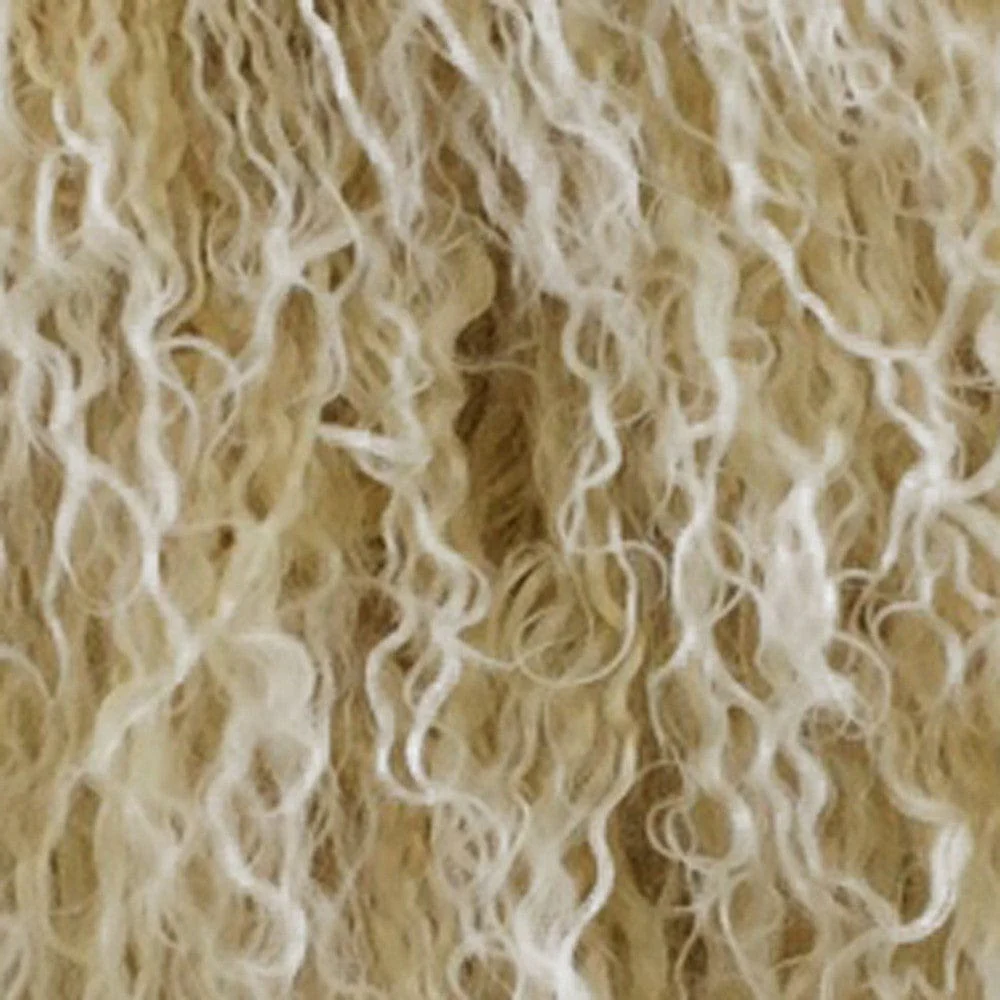 20" Gold Genuine Tibetan Lamb Fur Pillow With Microsuede Backing - Image 4