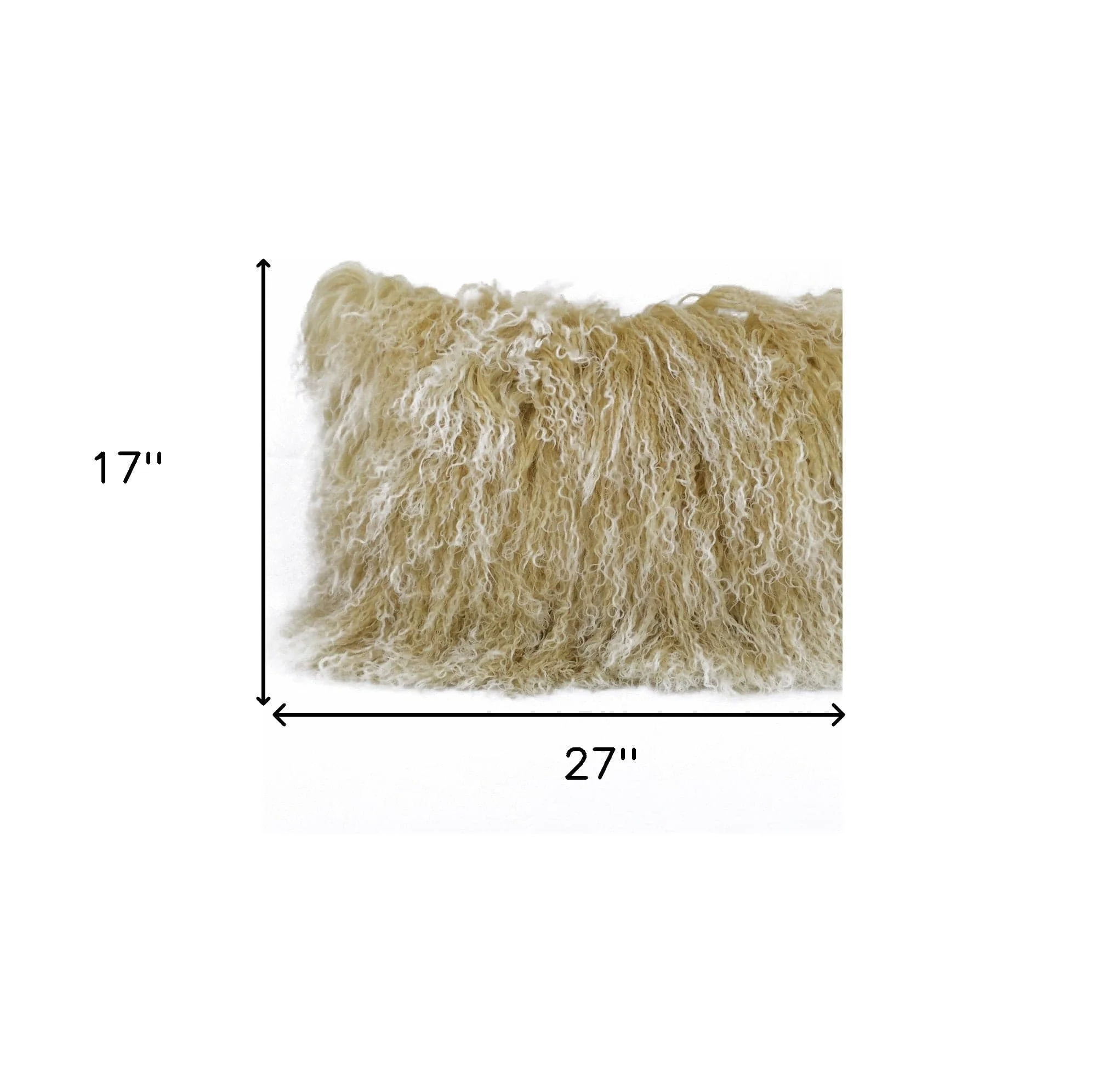 20" Gold Genuine Tibetan Lamb Fur Pillow With Microsuede Backing - Image 5