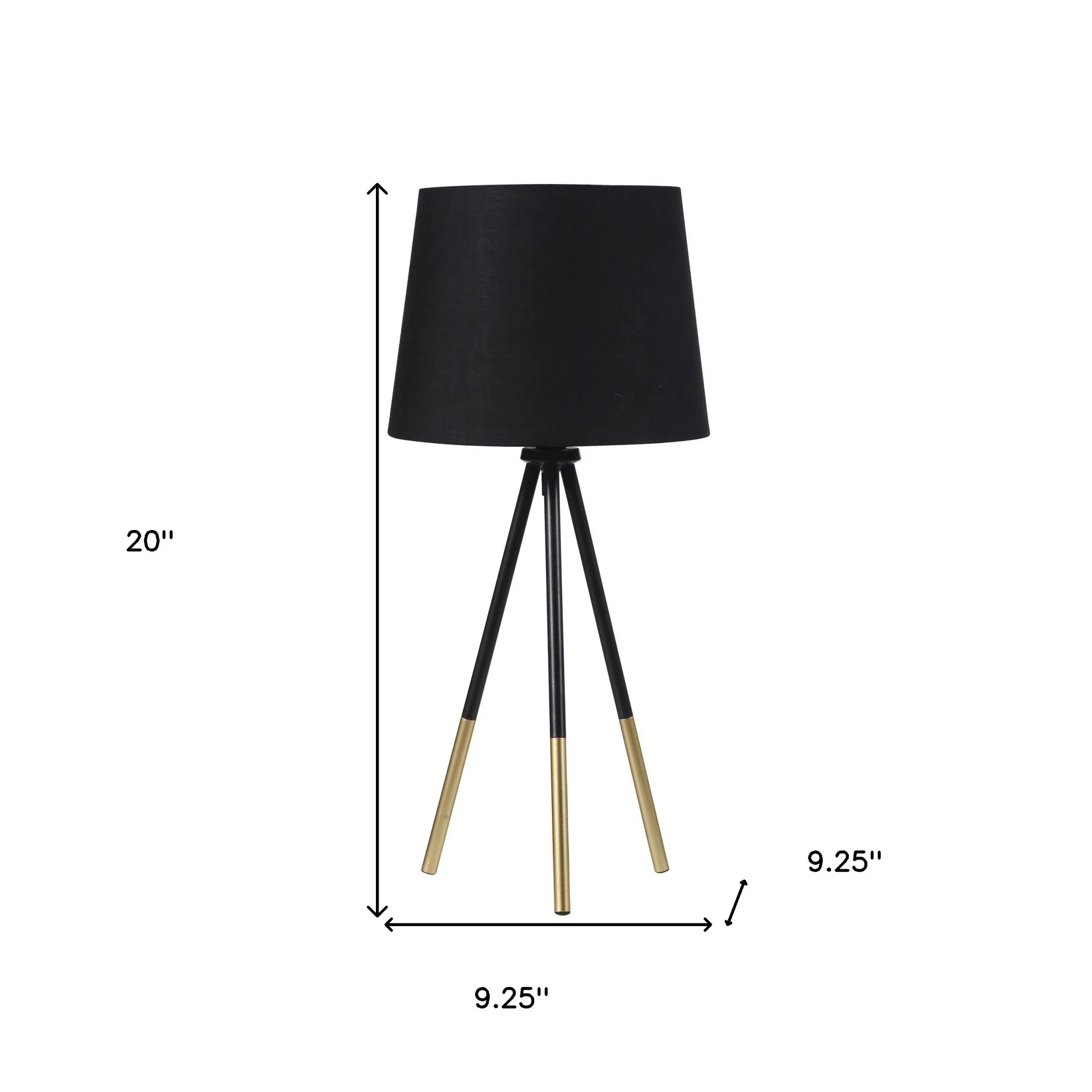 20" Gold Tripod Table Lamp With Black Empire Shade - Image 7