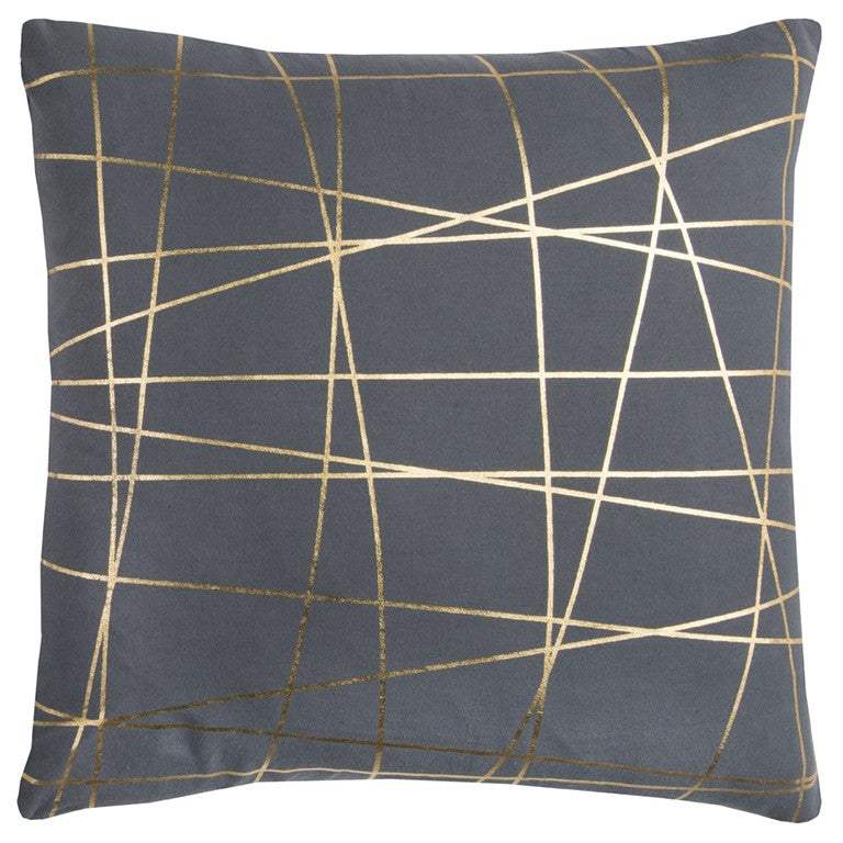 20" Gray and Gold Abstract Linework Cotton Throw Pillow - Image 2