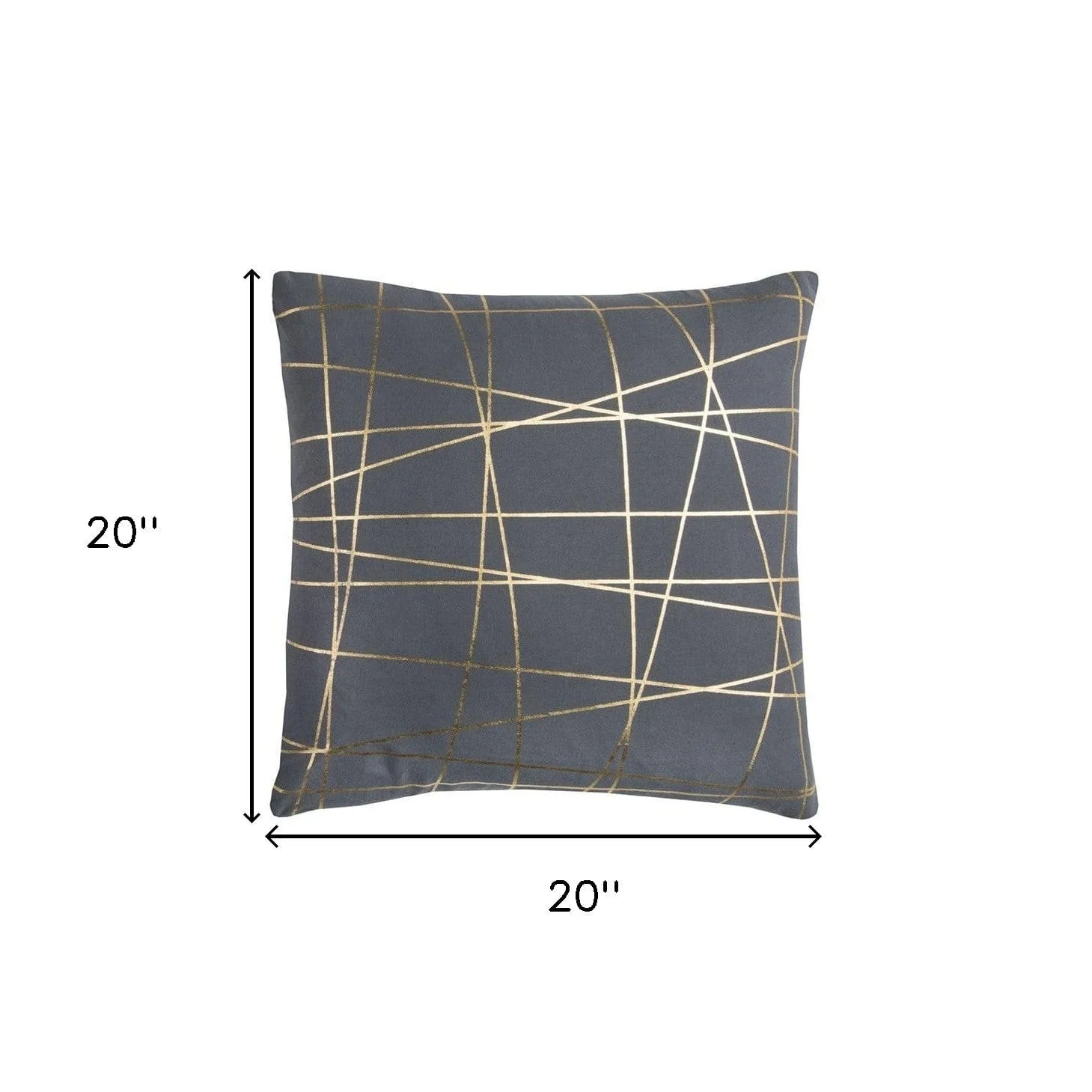 20" Gray and Gold Abstract Linework Cotton Throw Pillow - Image 5