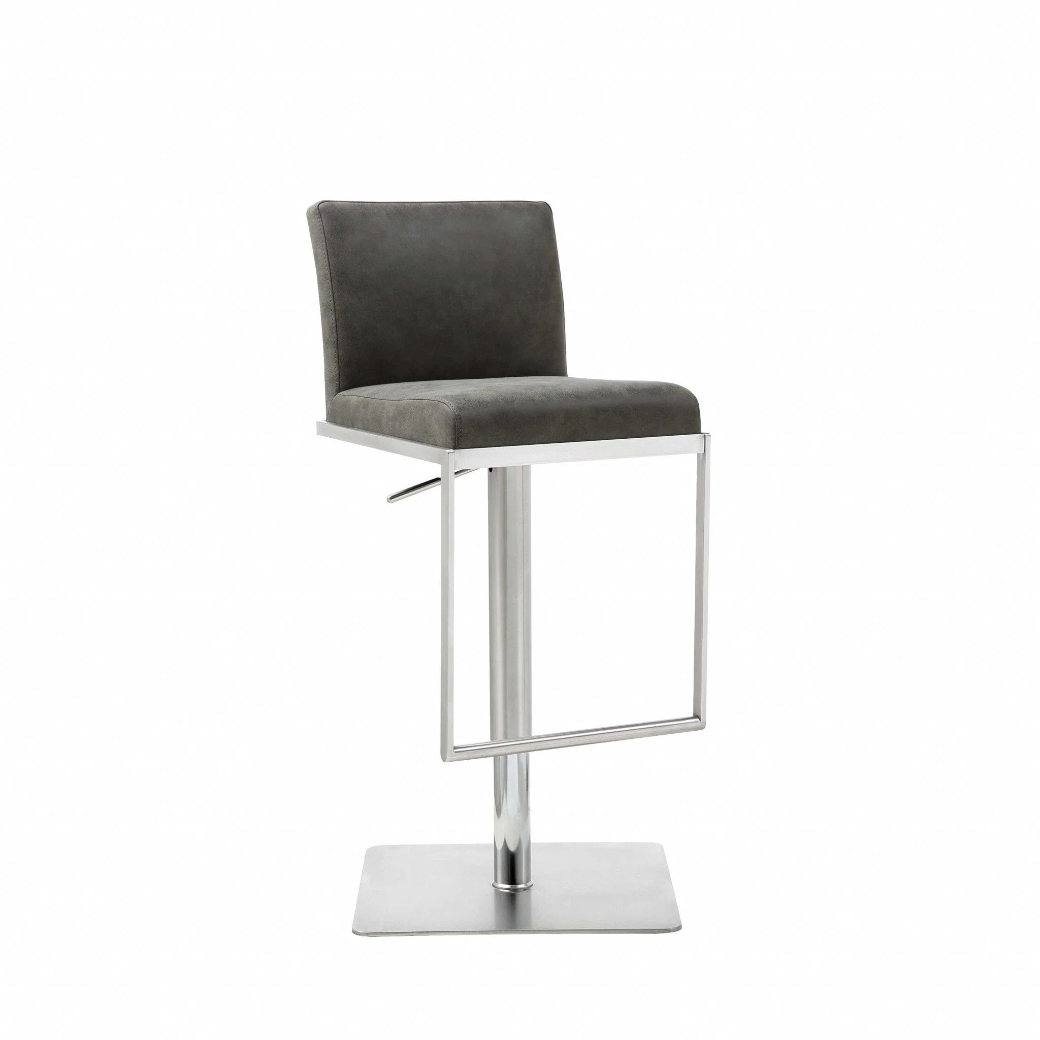 20 " Gray And Silver Stainless Steel Bar Chair - Image 2