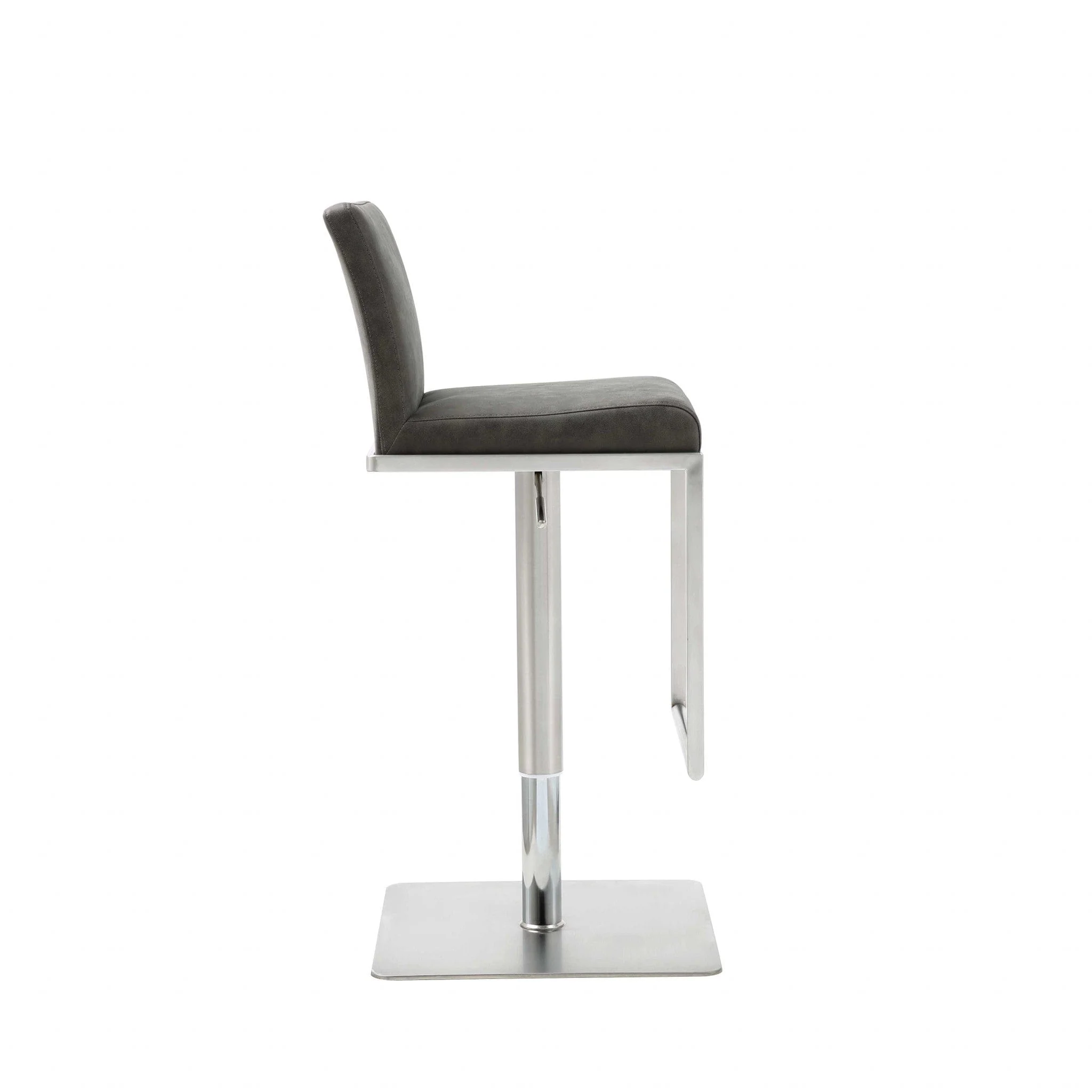 20 " Gray And Silver Stainless Steel Bar Chair - Image 3