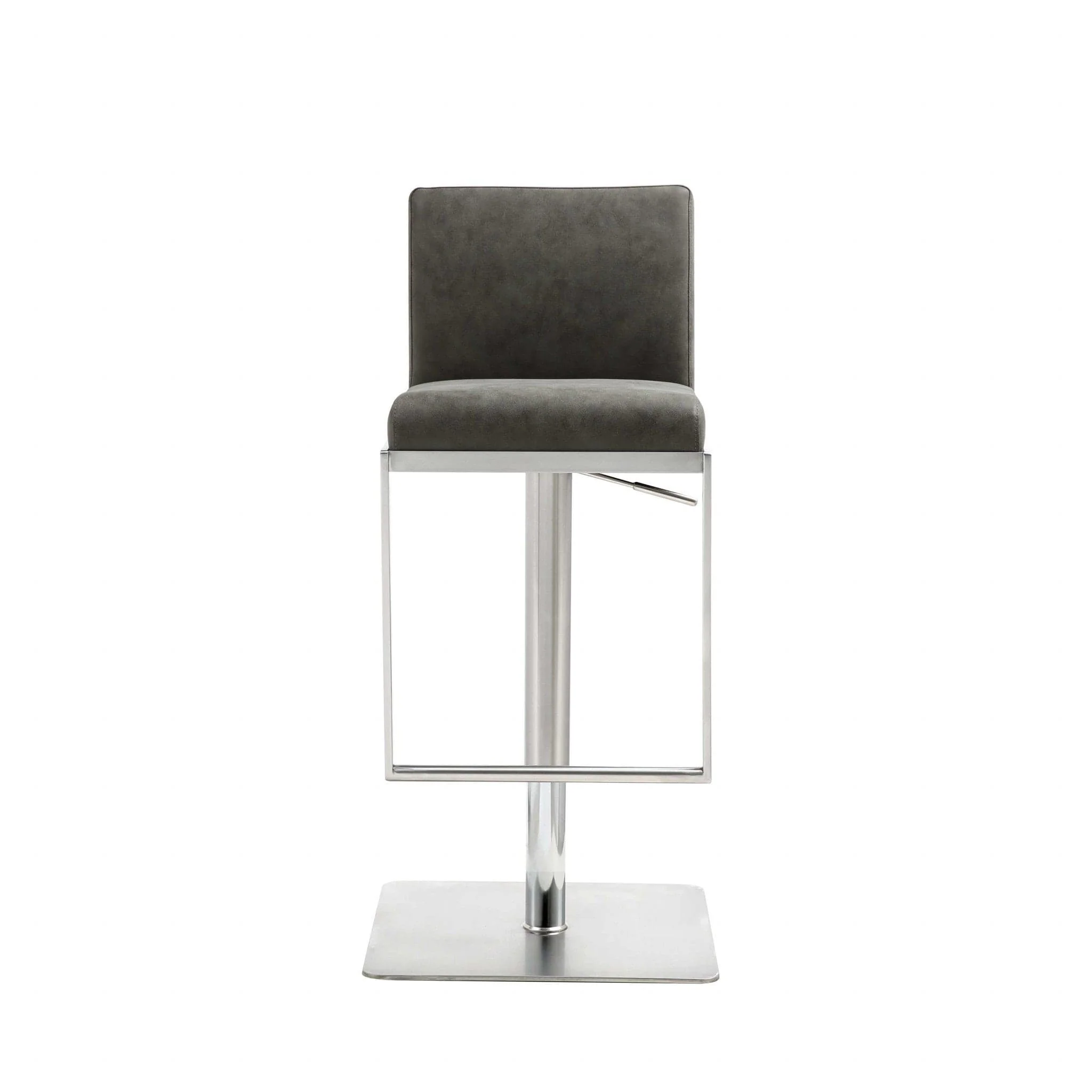 20 " Gray And Silver Stainless Steel Bar Chair - Image 5