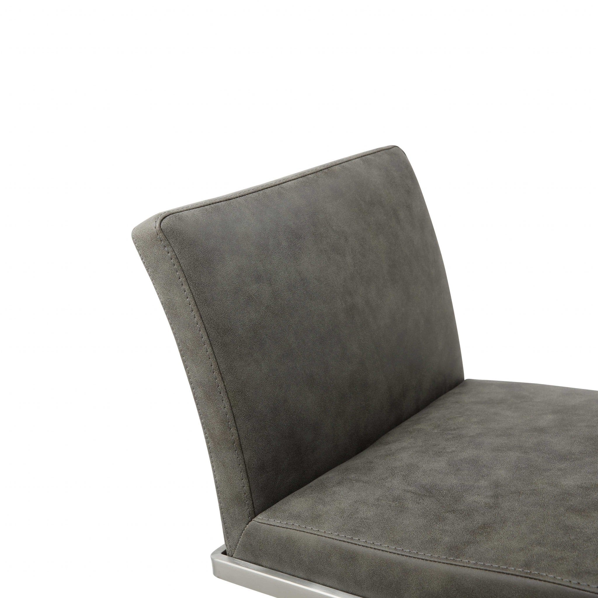 20 " Gray And Silver Stainless Steel Bar Chair - Image 7