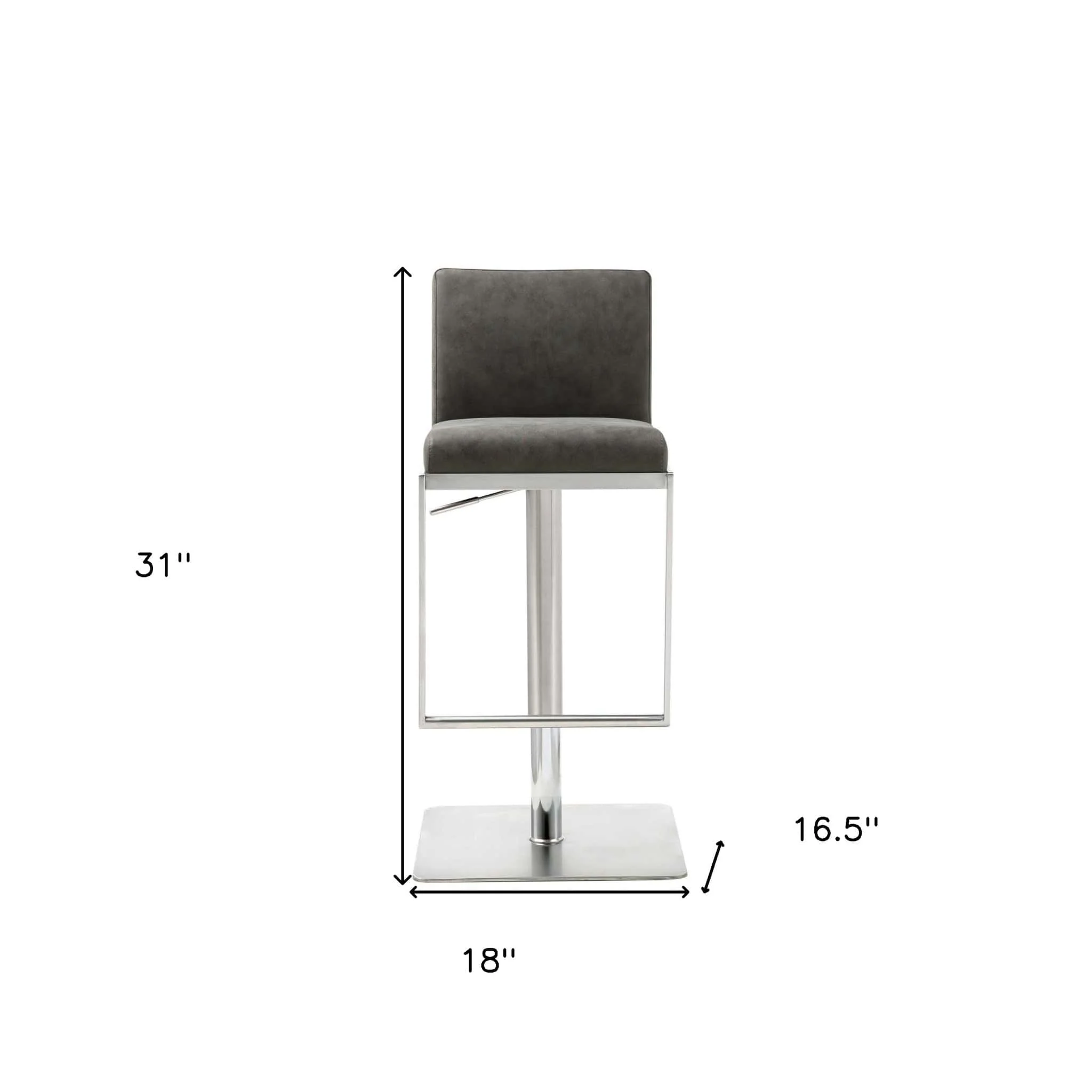 20 " Gray And Silver Stainless Steel Bar Chair - Image 9