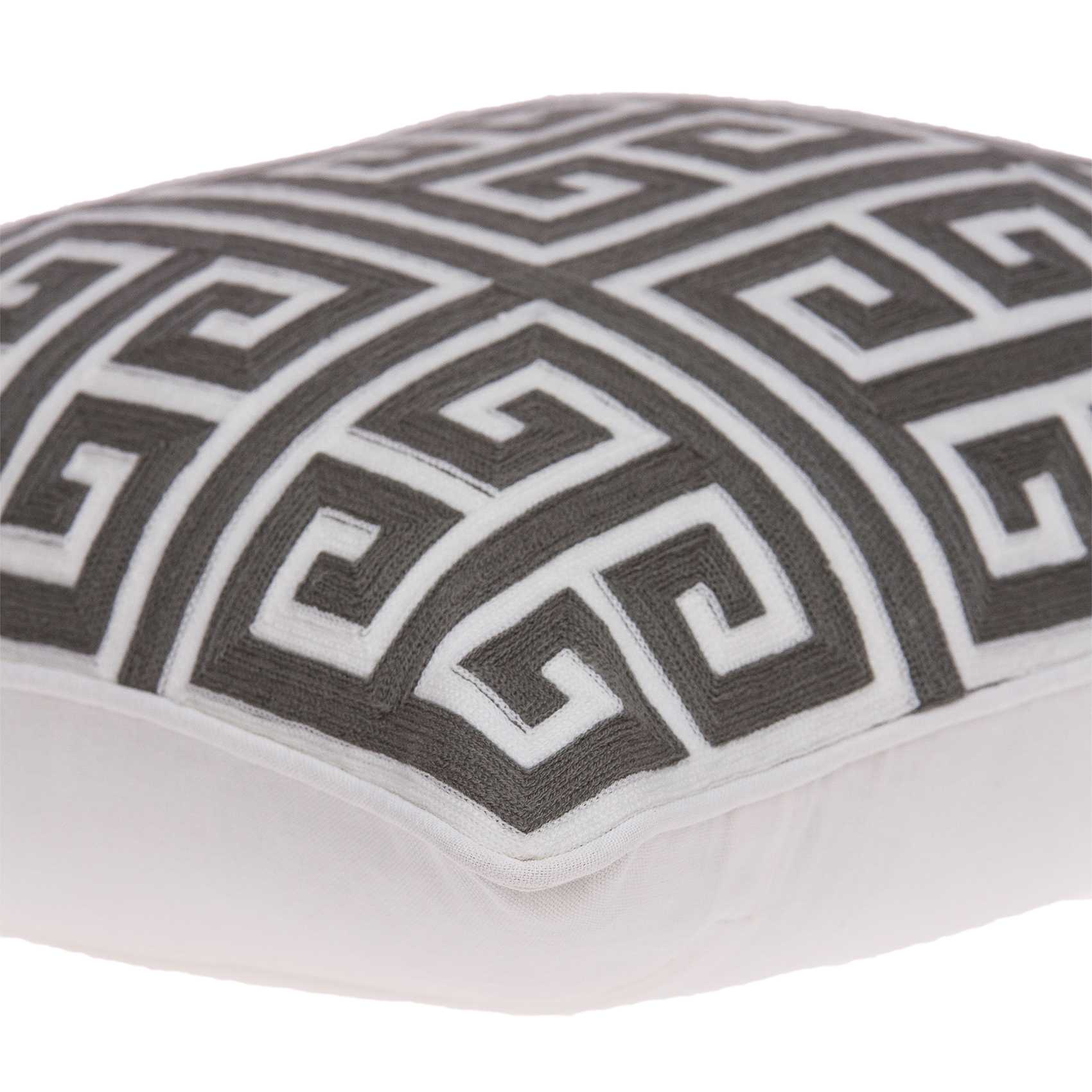 20" Gray and White Greek Key Cotton Throw Pillow - Image 6