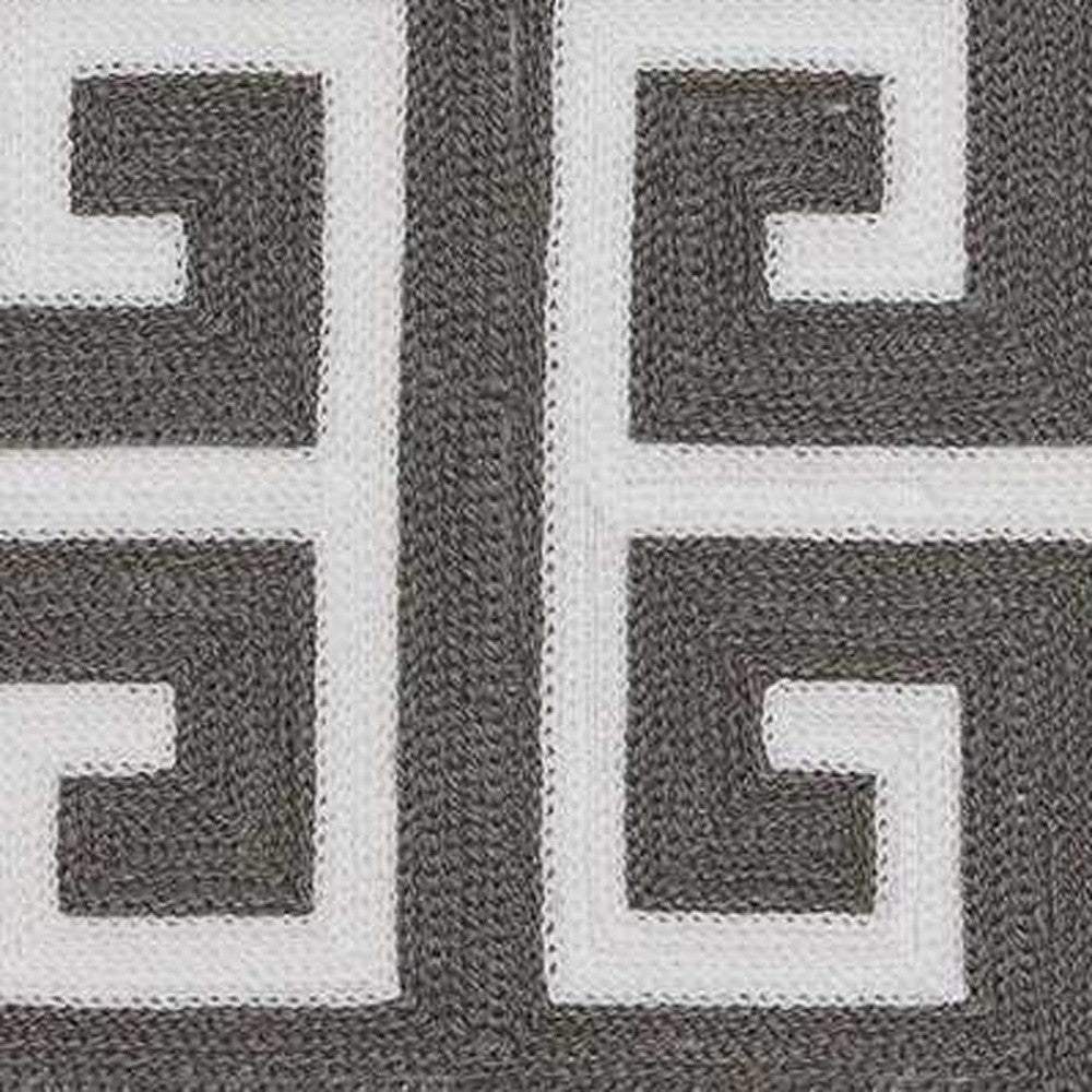 20" Gray and White Greek Key Cotton Throw Pillow - Image 7