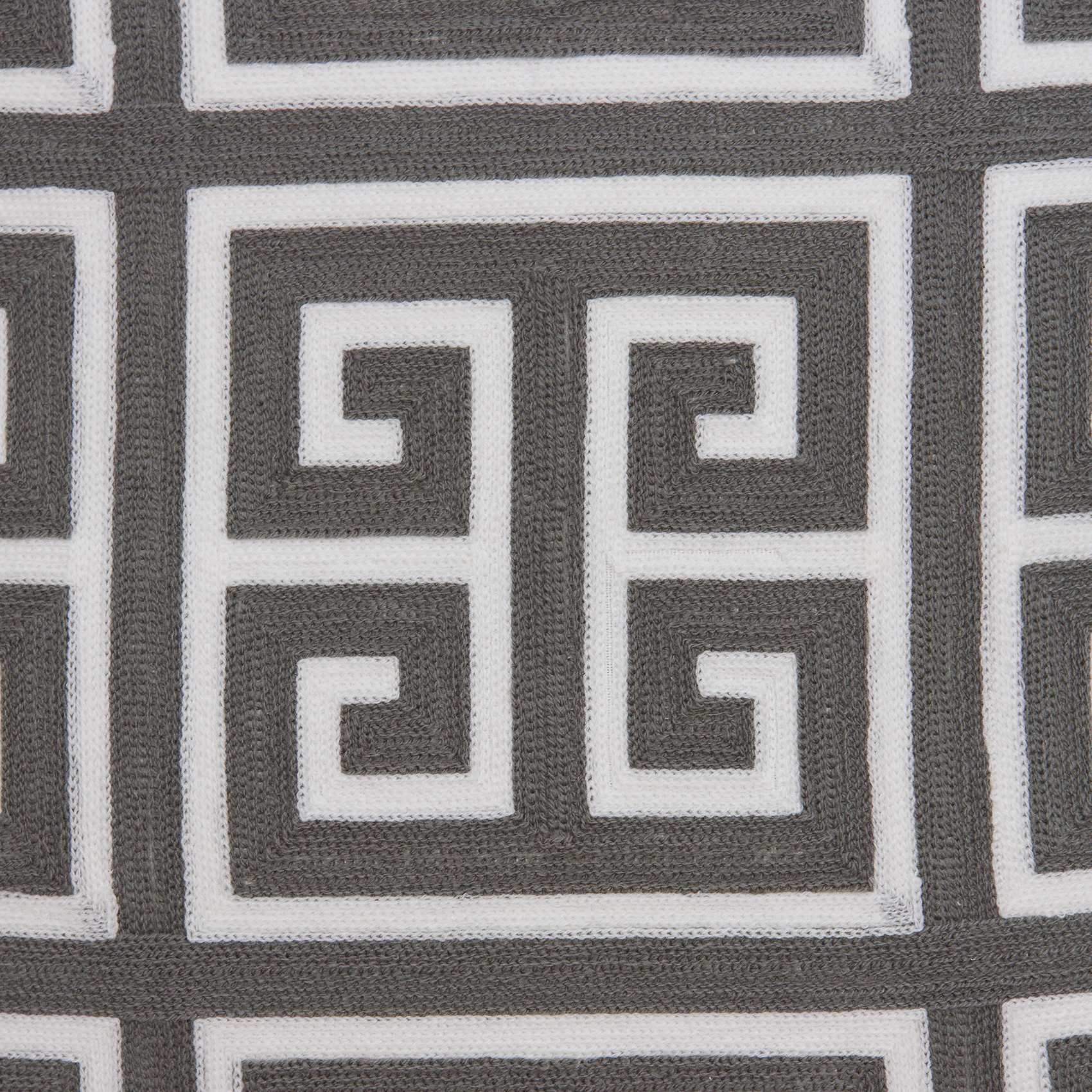 20" Gray and White Greek Key Cotton Throw Pillow - Image 8