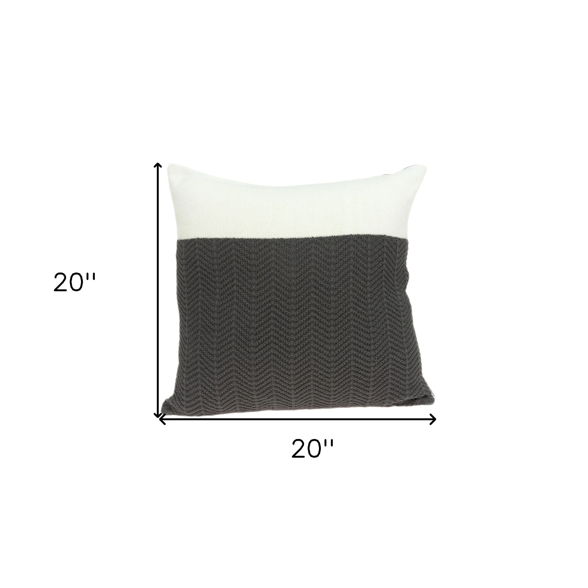 20" Gray Cotton Throw Pillow - Image 6