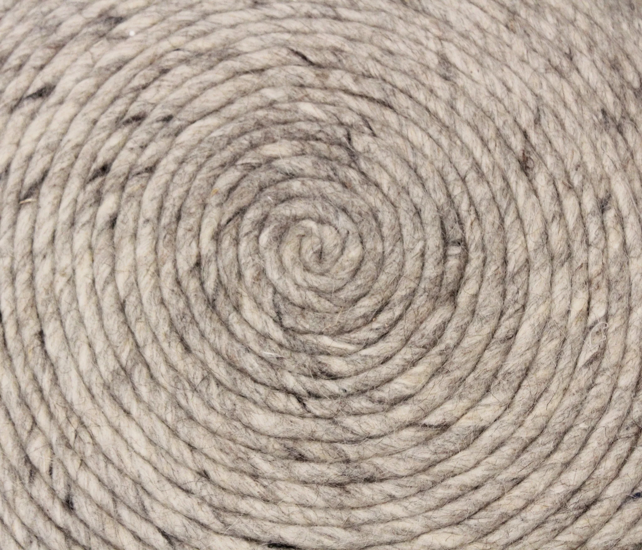 20" Gray Wool Round Ribbed Pouf Ottoman - Image 6