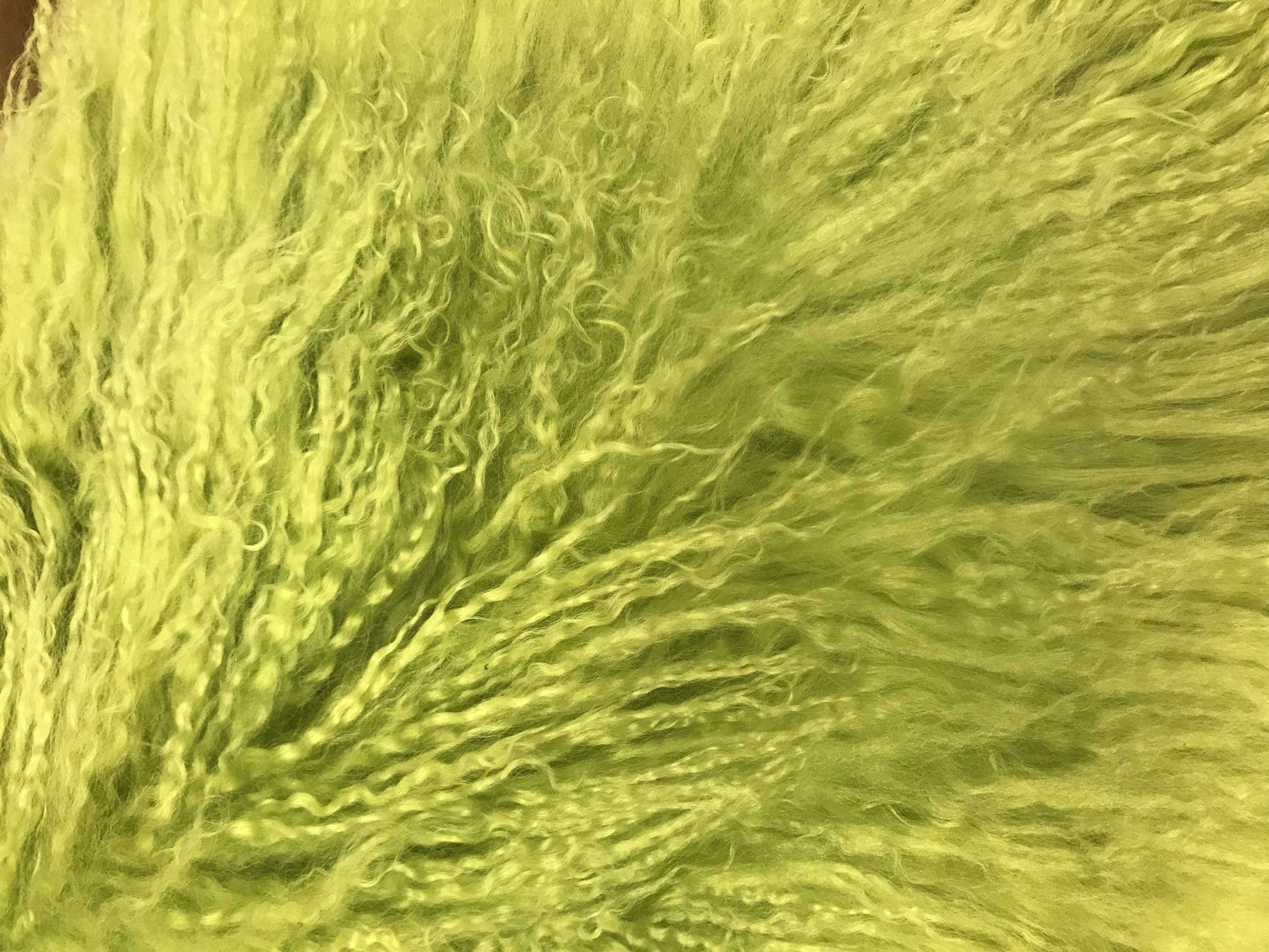 20" Lime Green Genuine Tibetan Lamb Fur Pillow With Microsuede Backing - Image 6