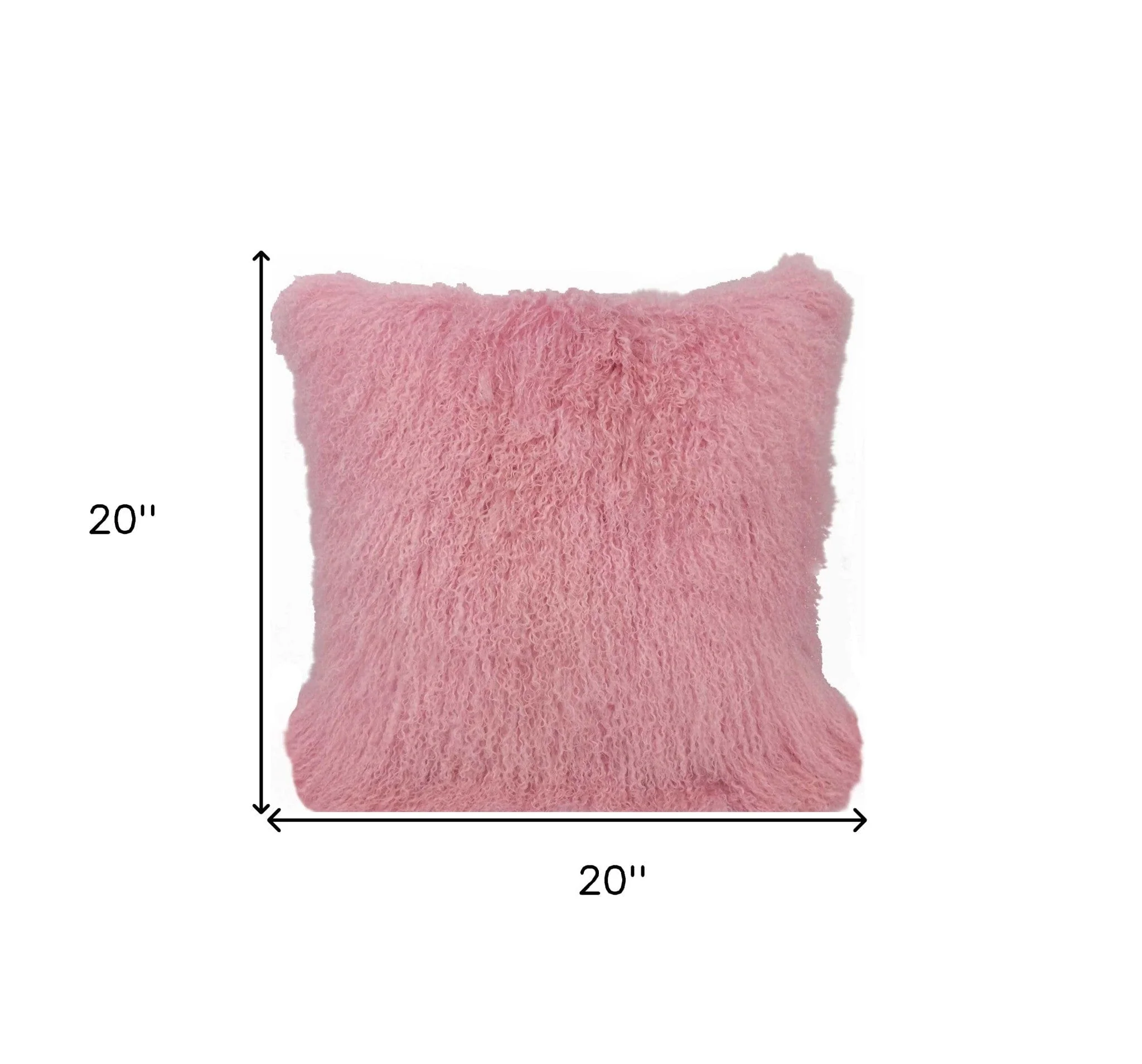 20" Pink Genuine Tibetan Lamb Fur Pillow With Microsuede Backing - Image 5