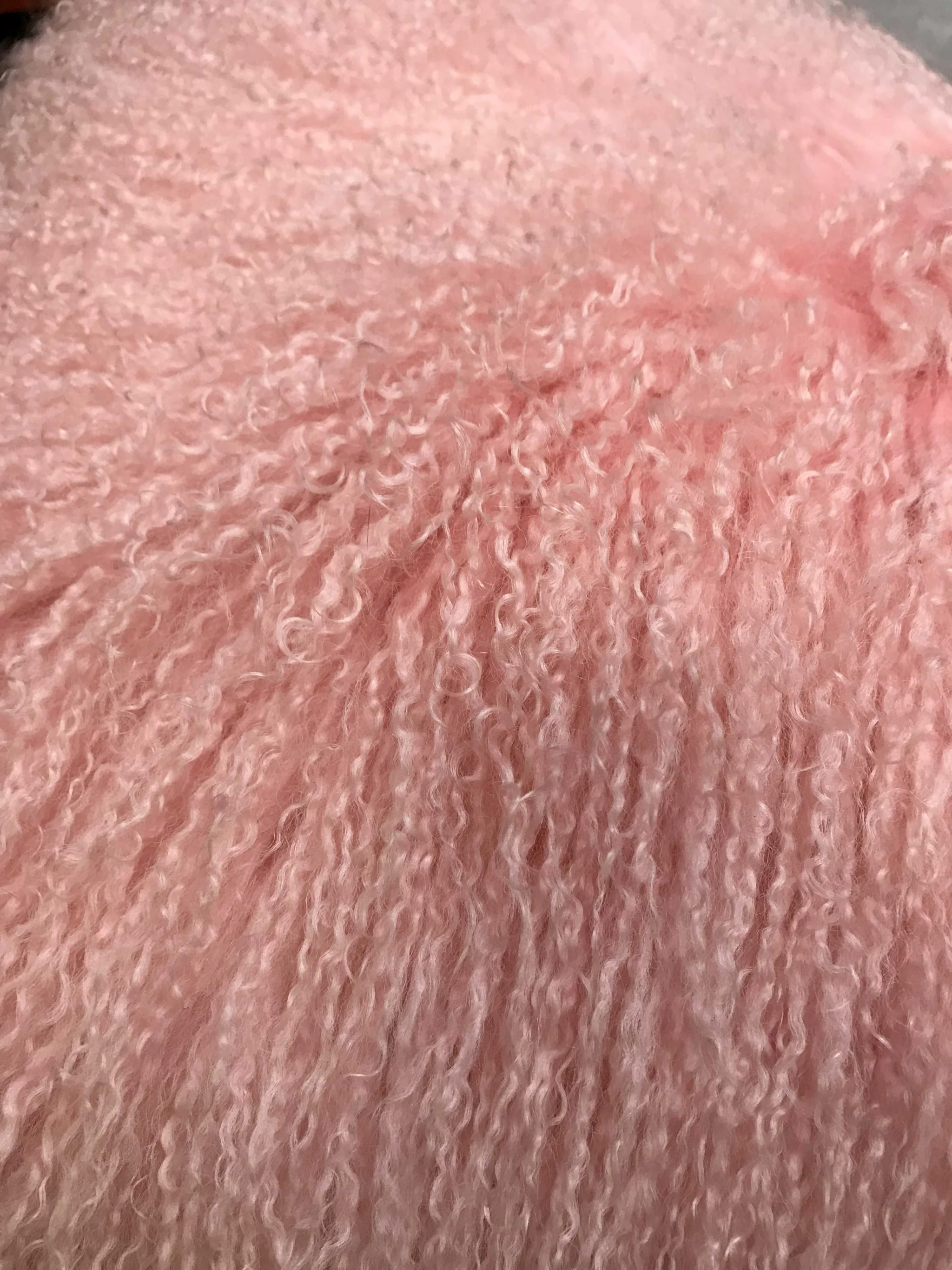 20" Pink Genuine Tibetan Lamb Fur Pillow With Microsuede Backing - Image 6