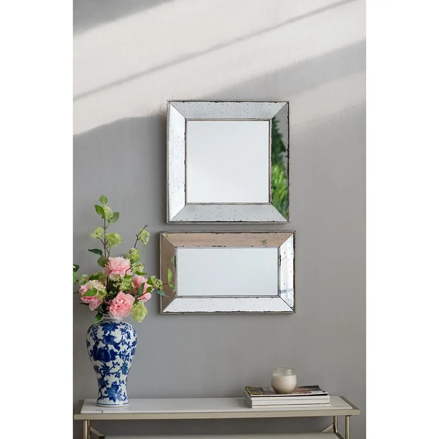 20" Silver Framed Antiqued Accent Mirror - Image 4