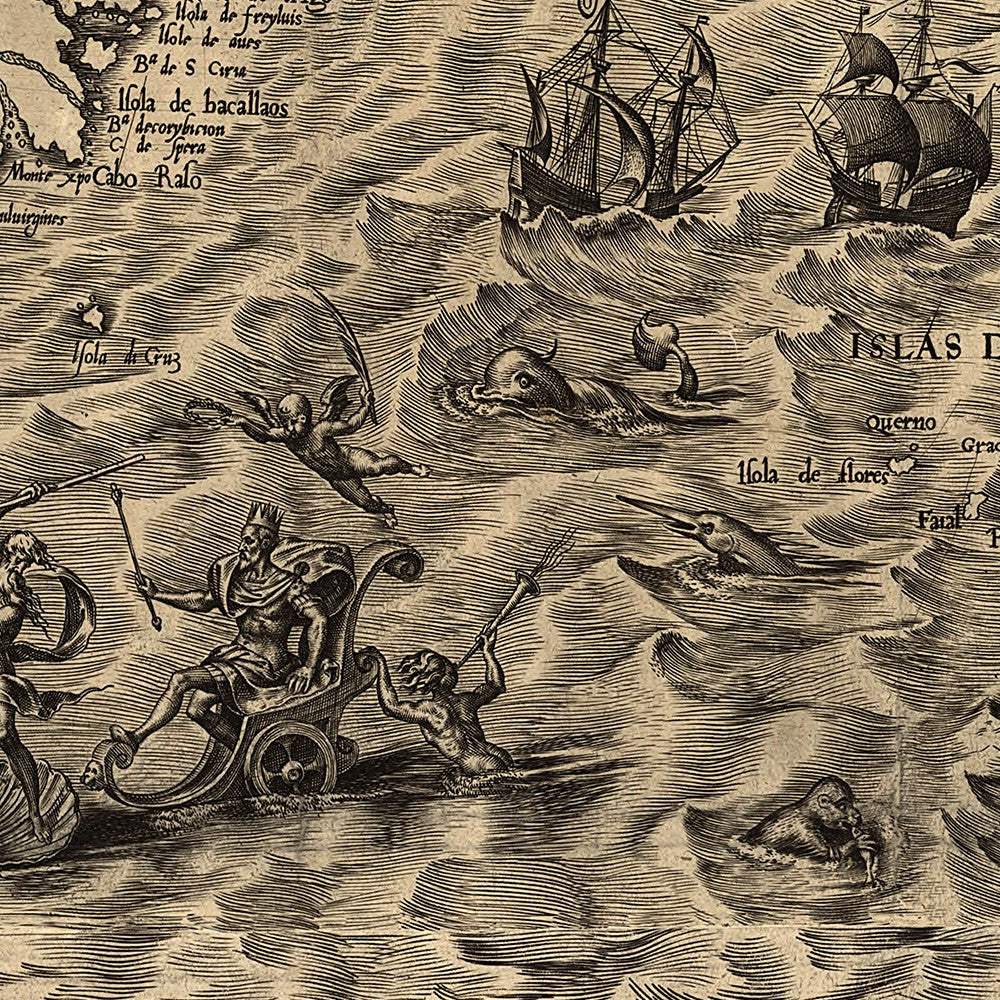 20" X 24" Vintage 1562 Map Of Early Americas Wall Art - Image 8