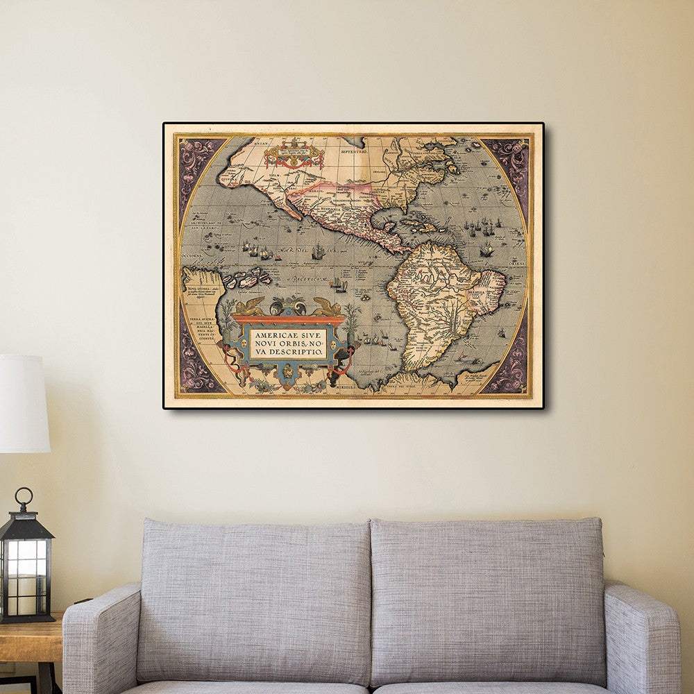 20" X 28" Vintage 1598 Map Of The Americas Wall Art - Image 7
