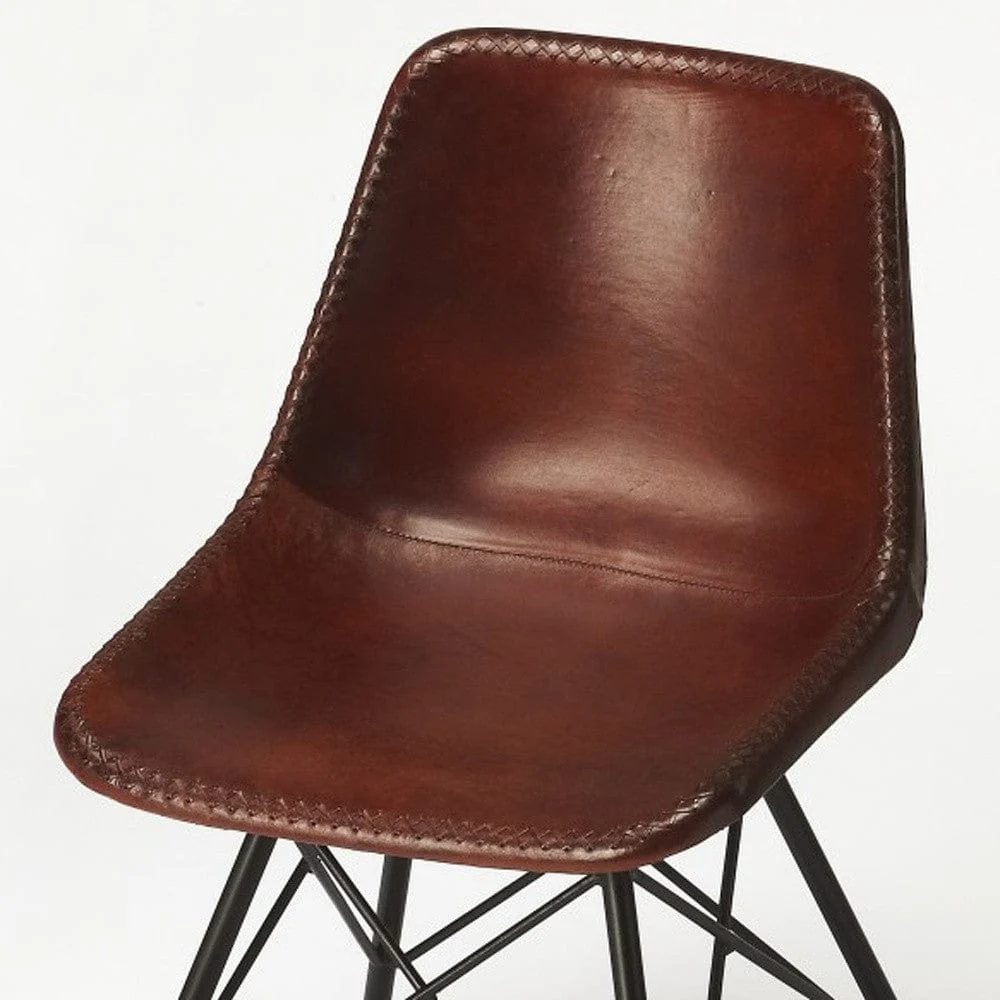 21" Brown And Black Faux Leather Side Chair - Image 3