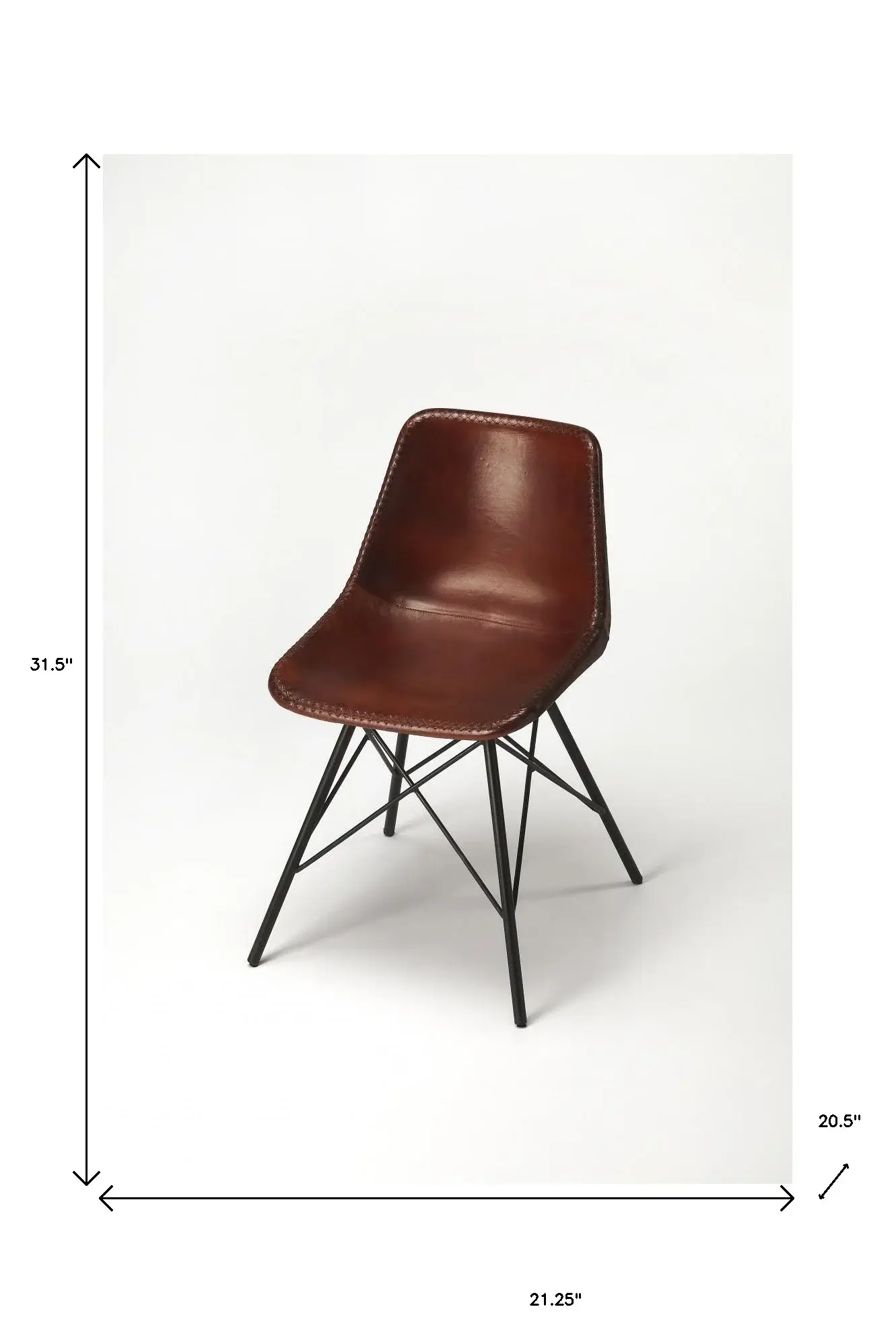 21" Brown And Black Faux Leather Side Chair - Image 4