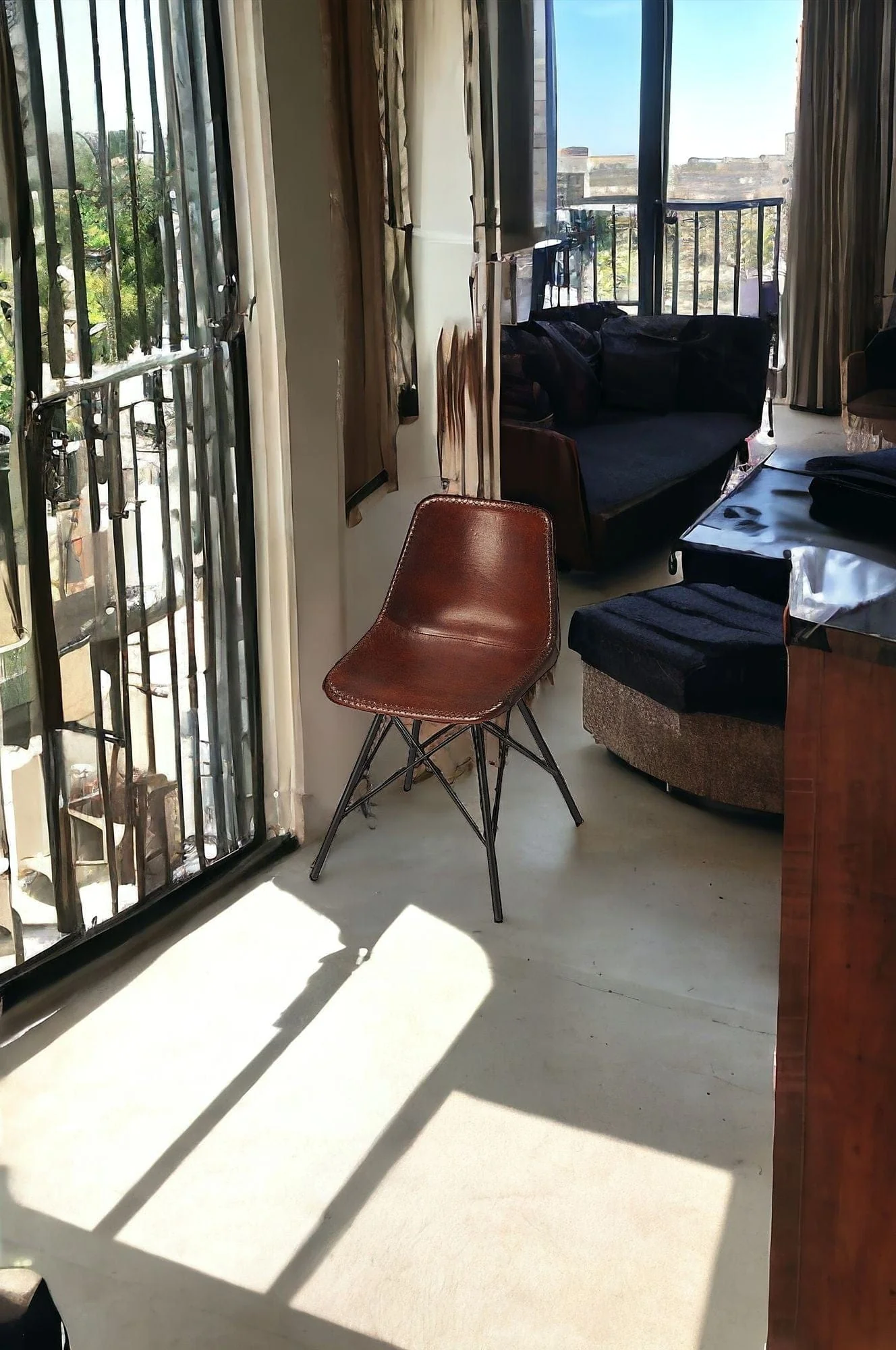 21" Brown And Black Faux Leather Side Chair - Image 5